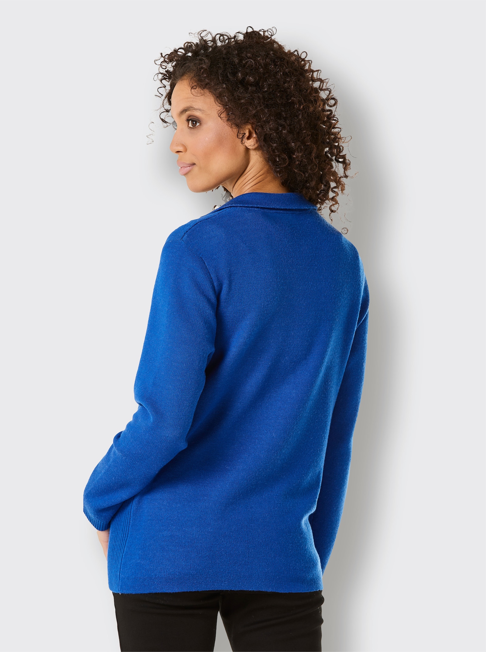 CREATION L PREMIUM Strickjacke mit 1-Knopf-Verschluss - royalblau
