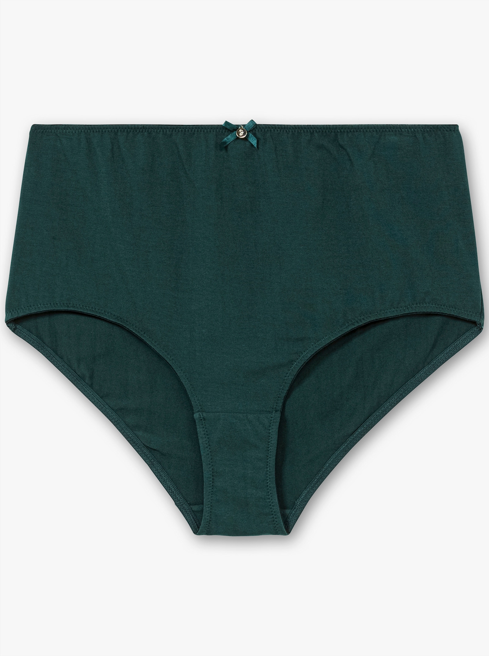 sheego Slip im 3er Pack, mit Zierschleife vorne - schwarz+grün+bedruckt