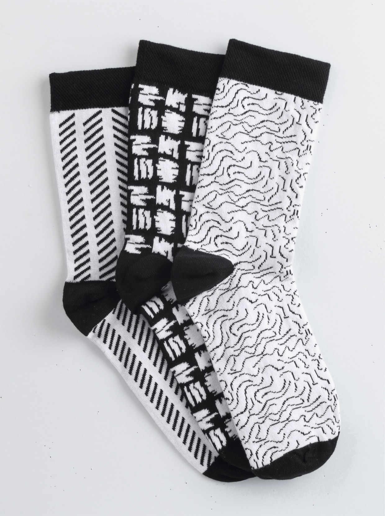 wäschepur Damen-Socken - weiss-schwarz-gemustert