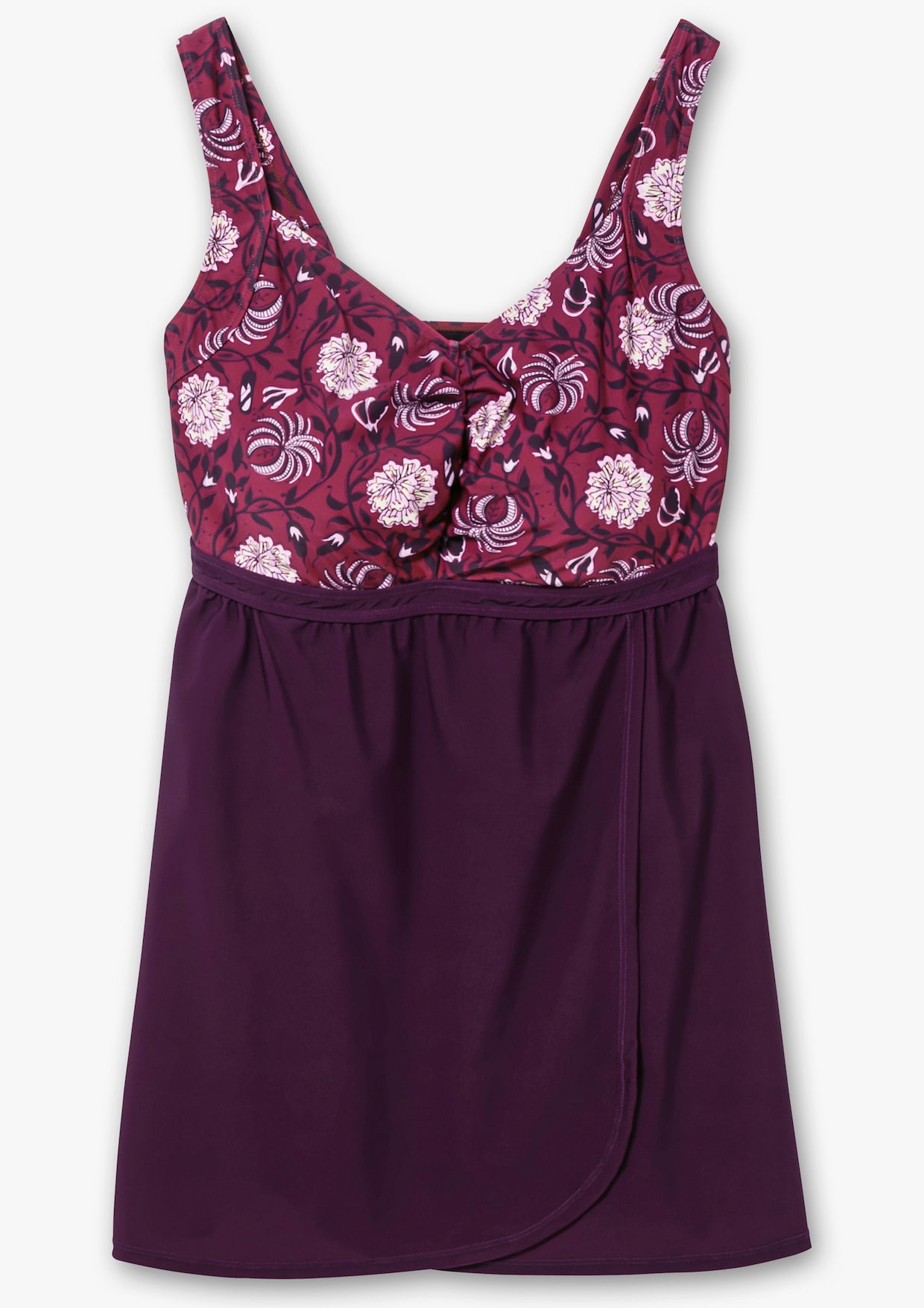 sheego by Joe Browns Tankini-bovenstuk - bessenrood gedessineerd