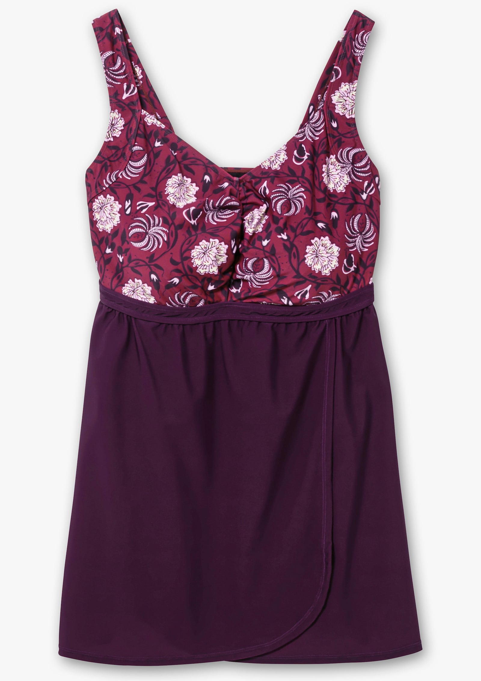 sheego by Joe Browns Tankini-Oberteil mit breiten Trägern - beere-gemustert