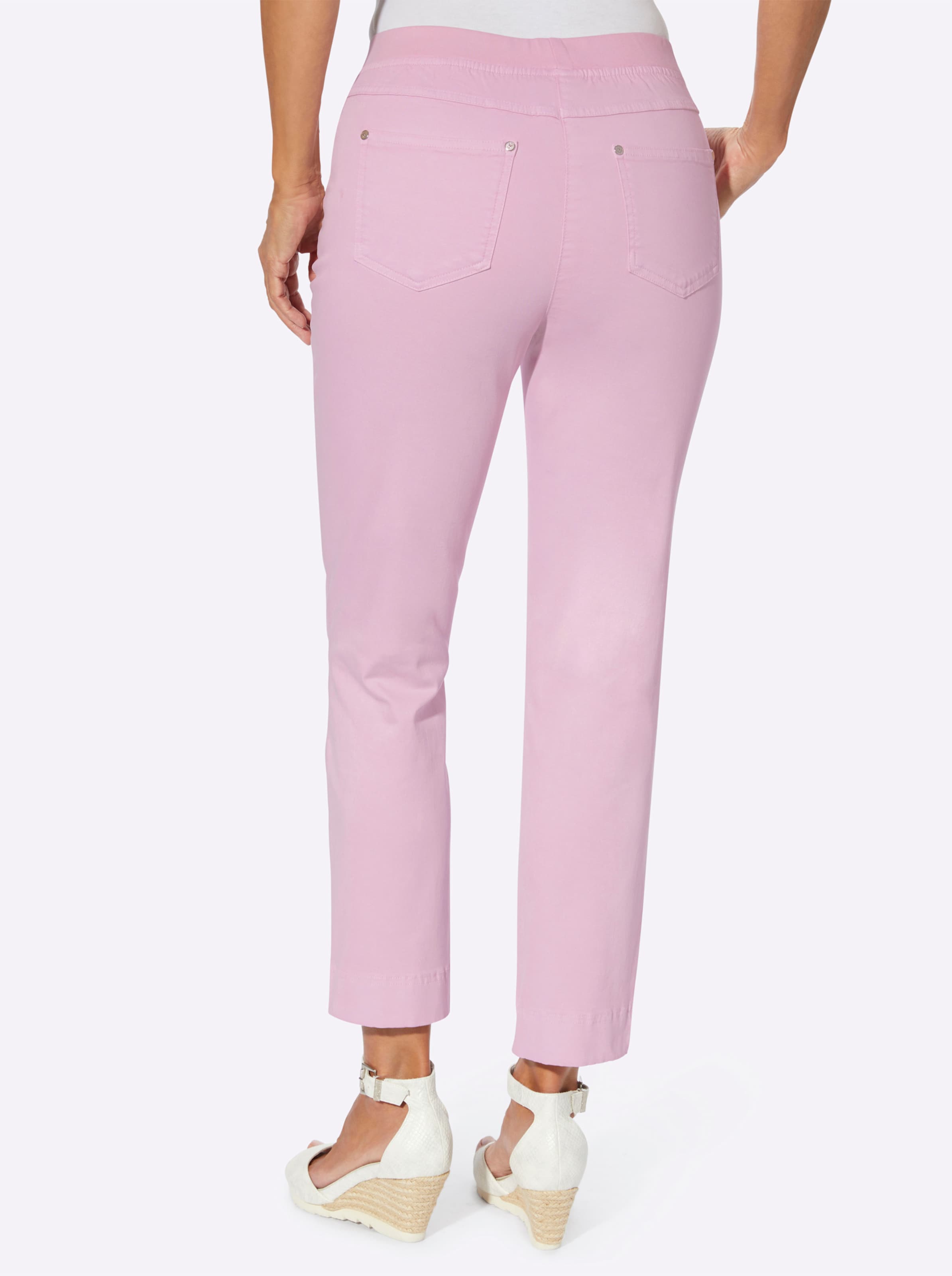 Damen 7/8-Jeans mit Jersey-Bund in softer Qualität rosé, Größe 23 - Bild 3