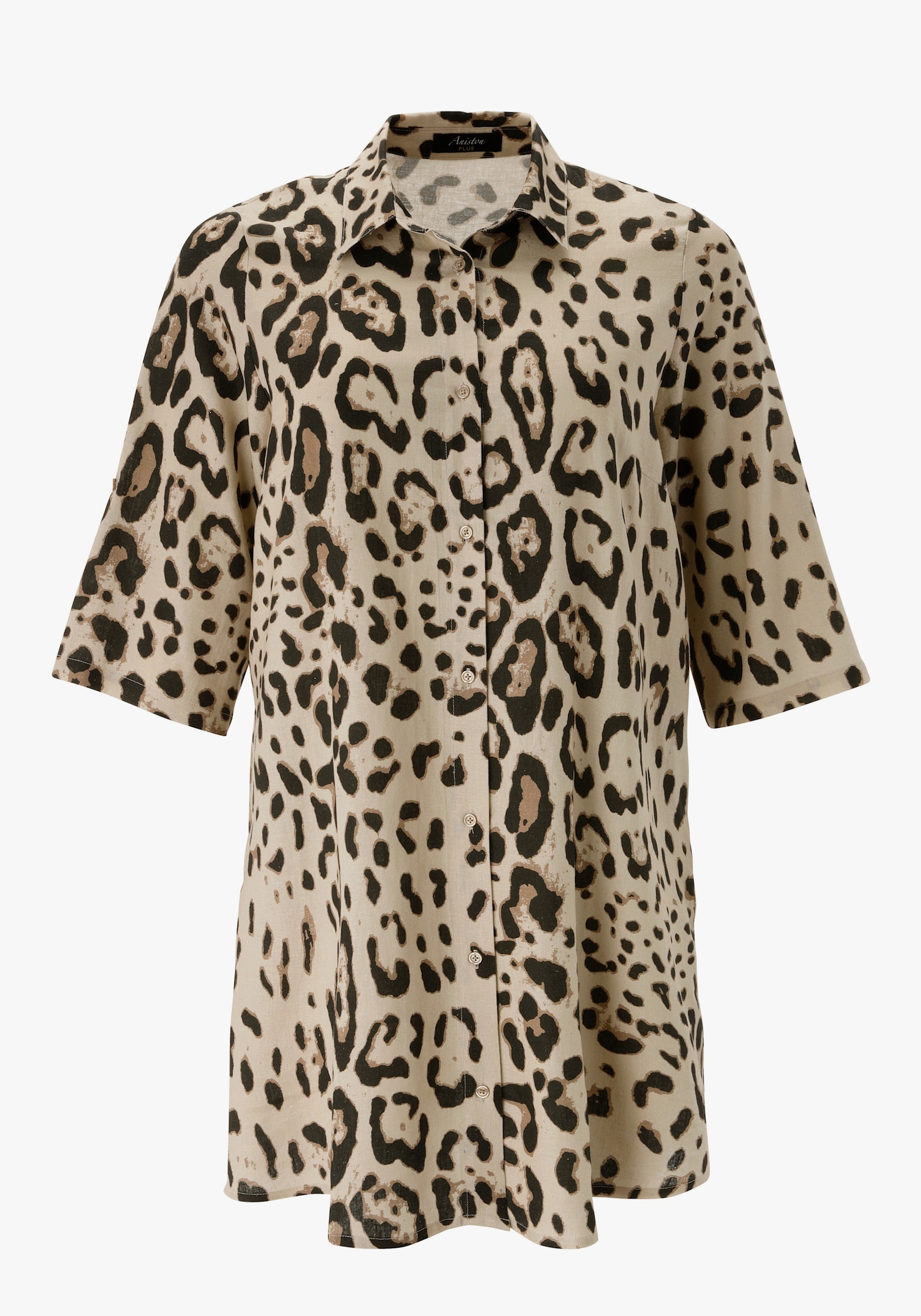 Aniston PLUS Hemdblusenkleid - beige-schwarz-braun