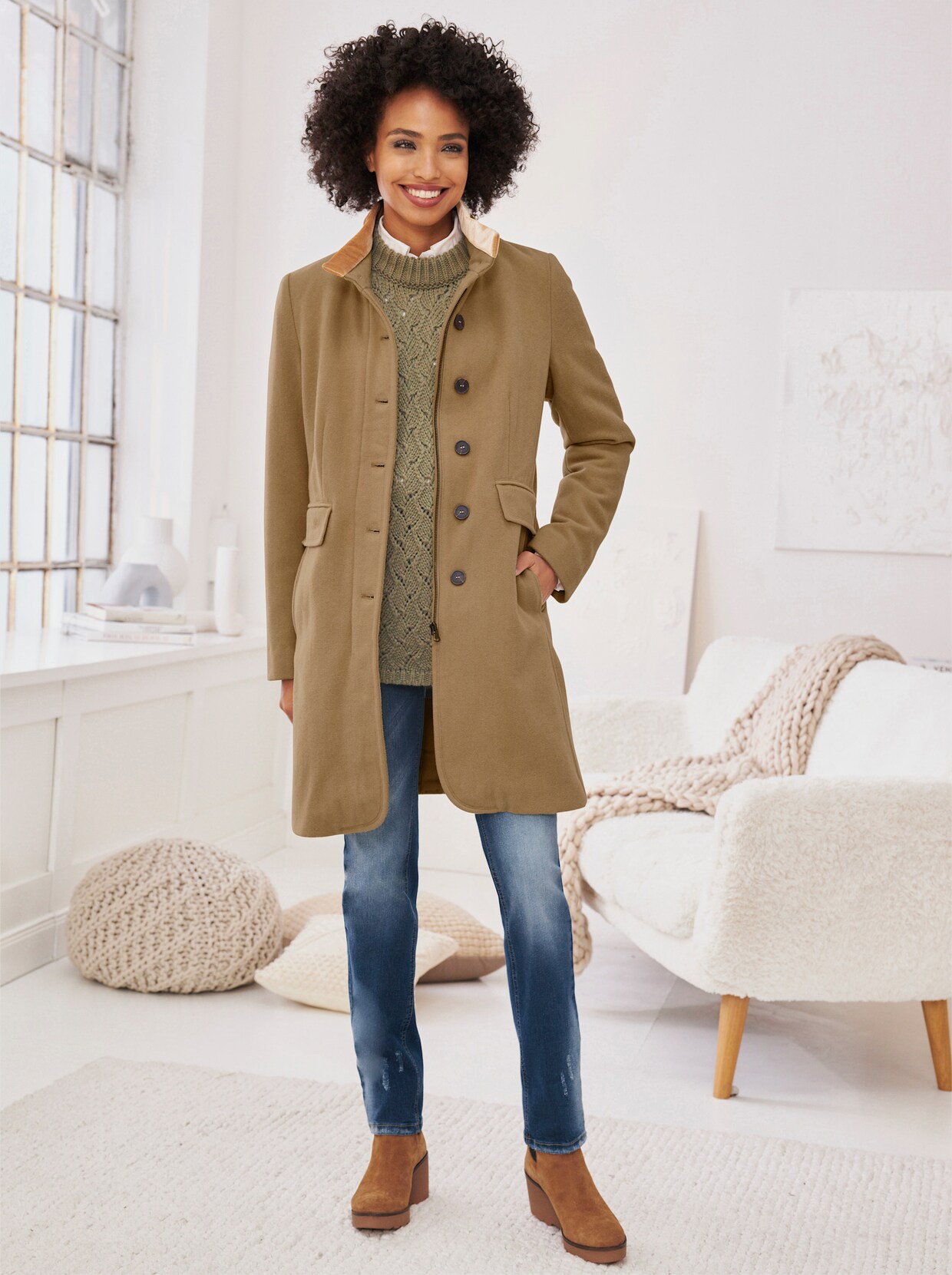 heine Wollen mantel - camel