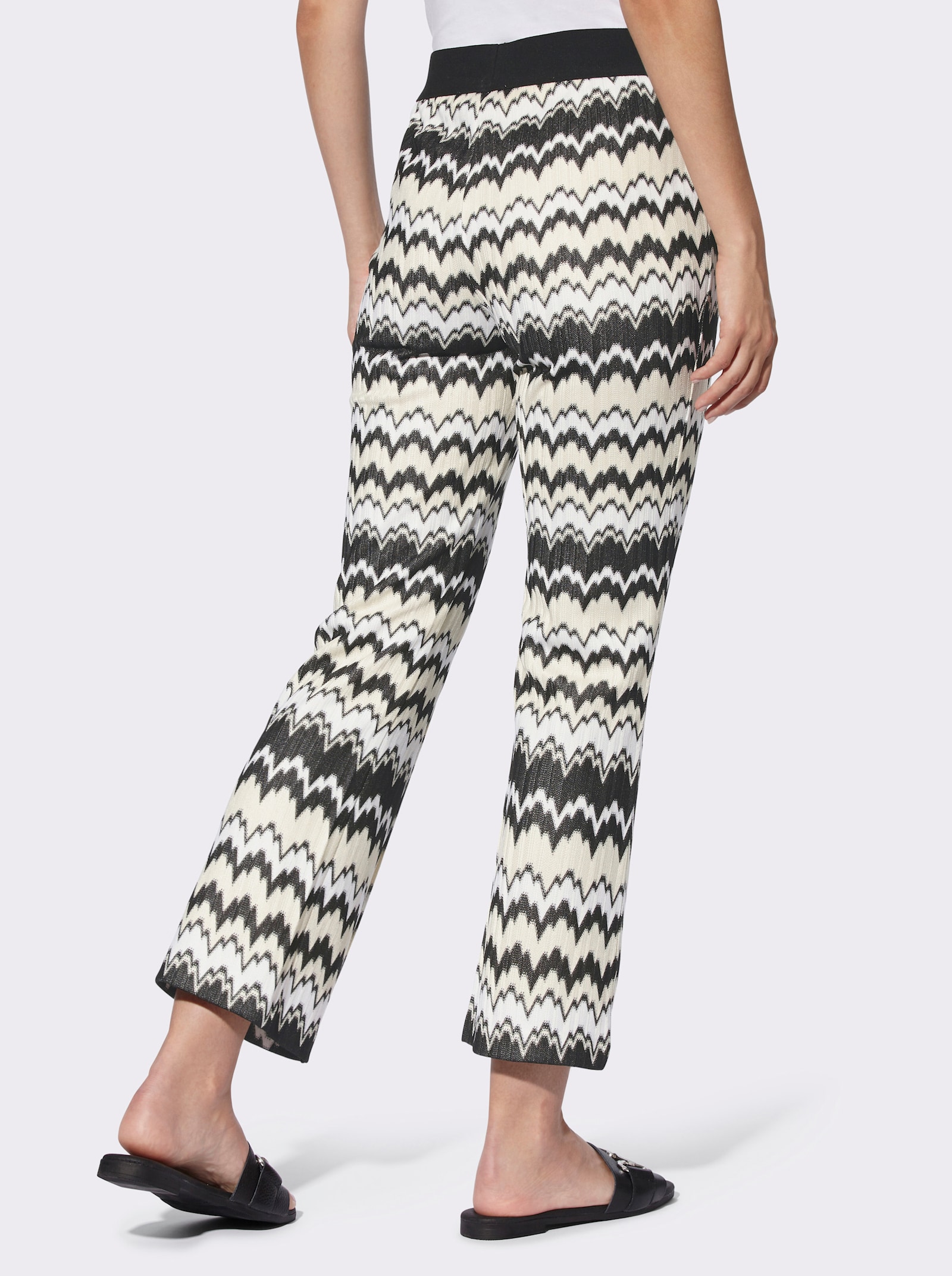 heine 7/8-Hose in Strick-Optik, mit Dehnbund - schwarz-champagner-gemustert