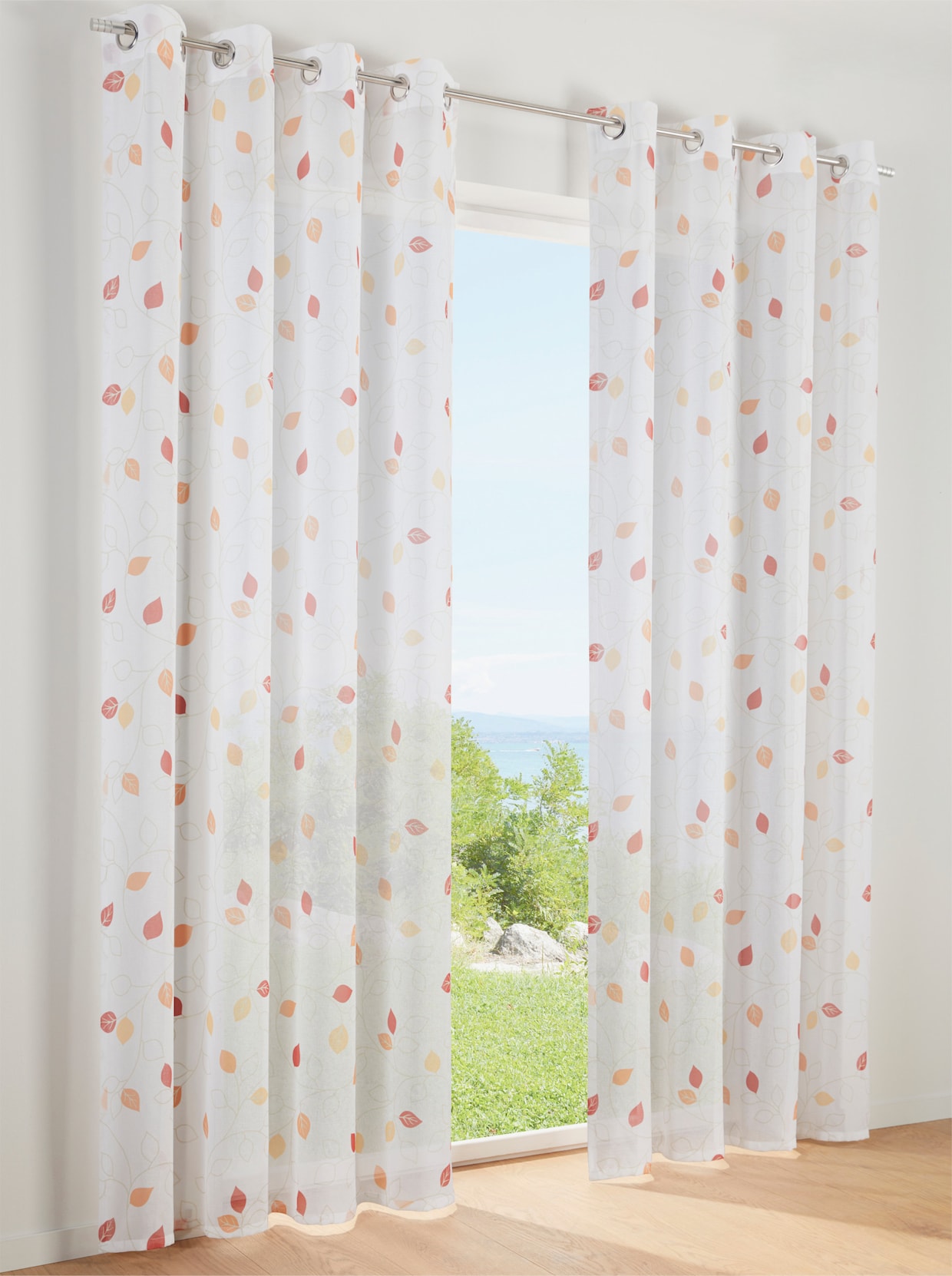heine home Decoratieve vitrage - wit/oranje