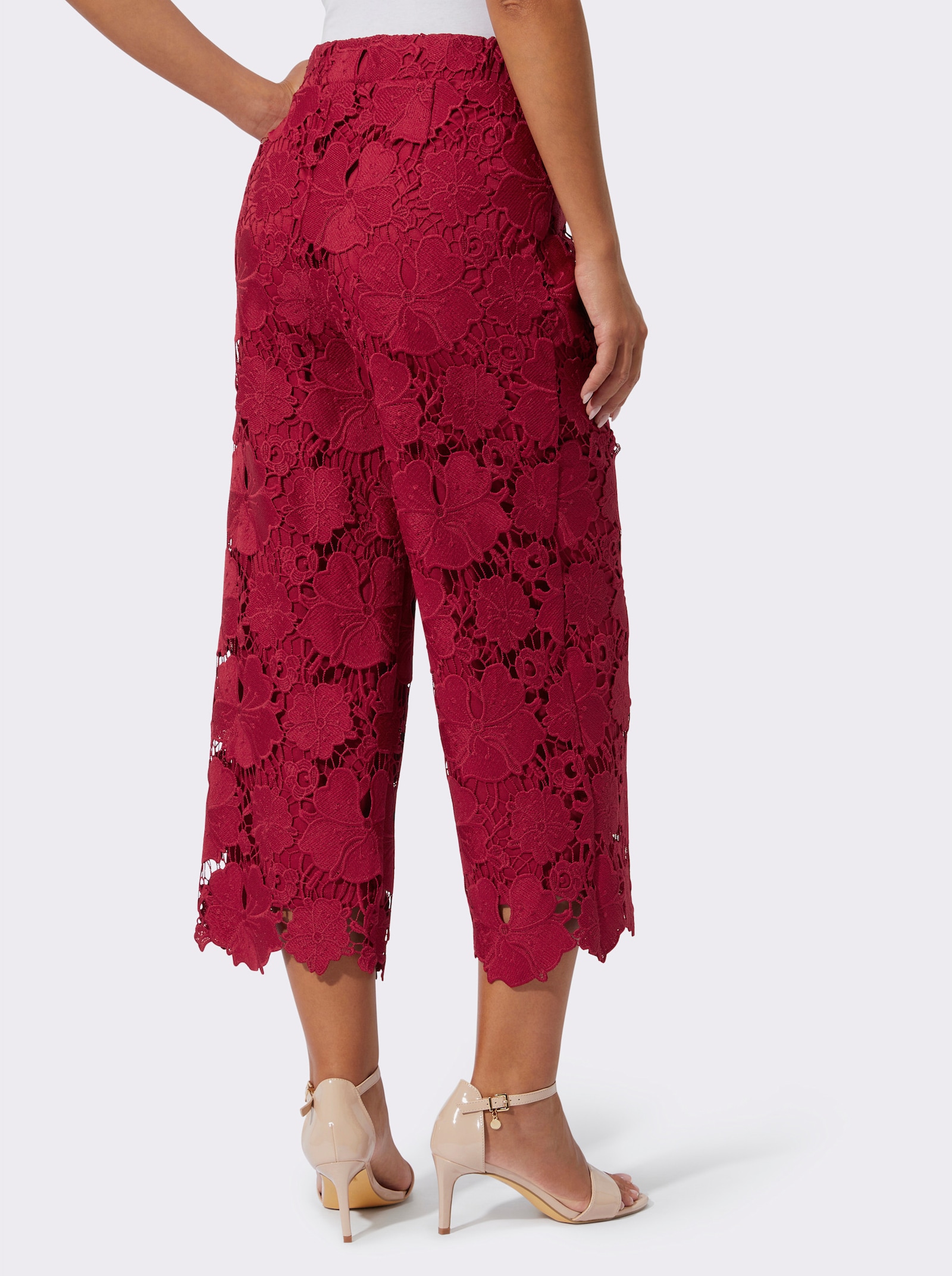 7/8-Hose mit gewellten Beinabschlüssen - kirsche