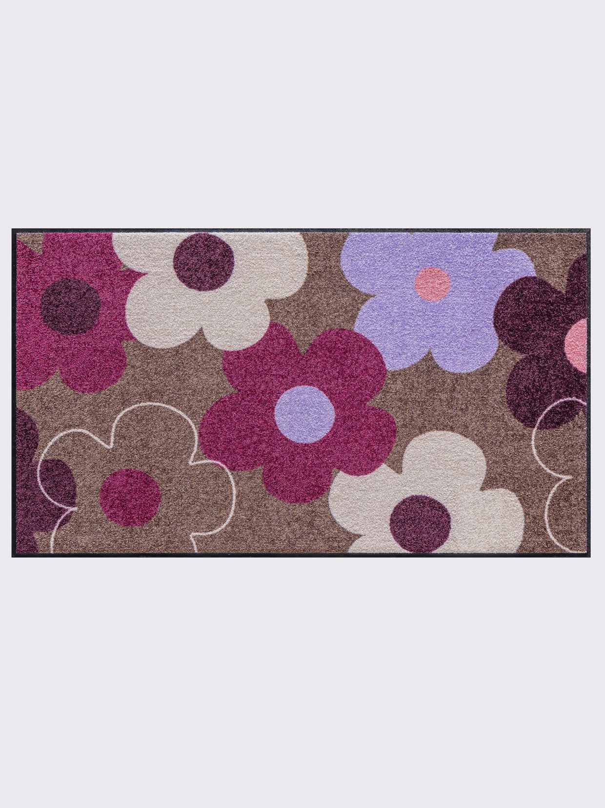 heine home Voetmat - taupe/bessenrood gedessineerd