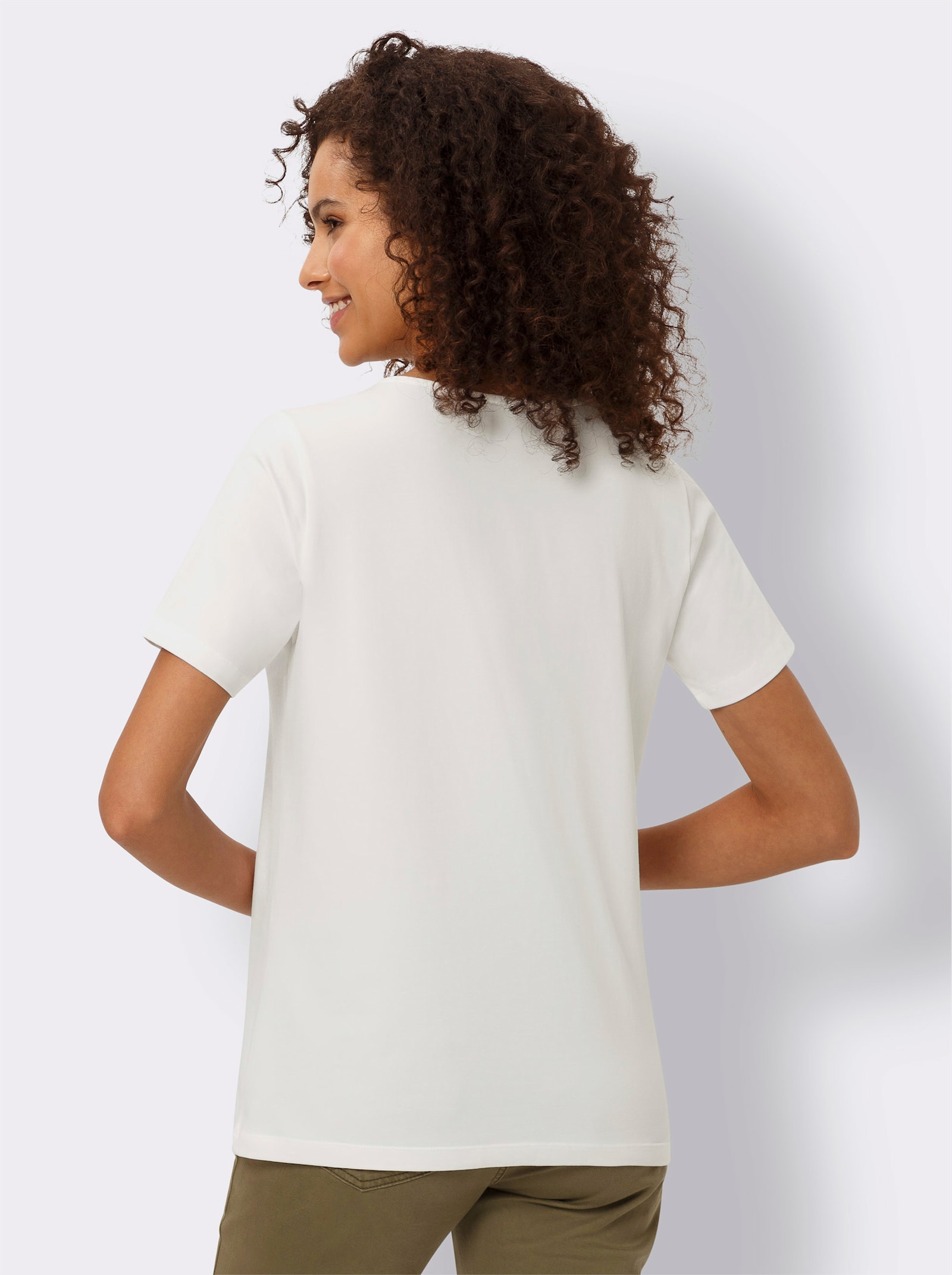 heine Shirt met ronde hals en ajourwerk - ecru