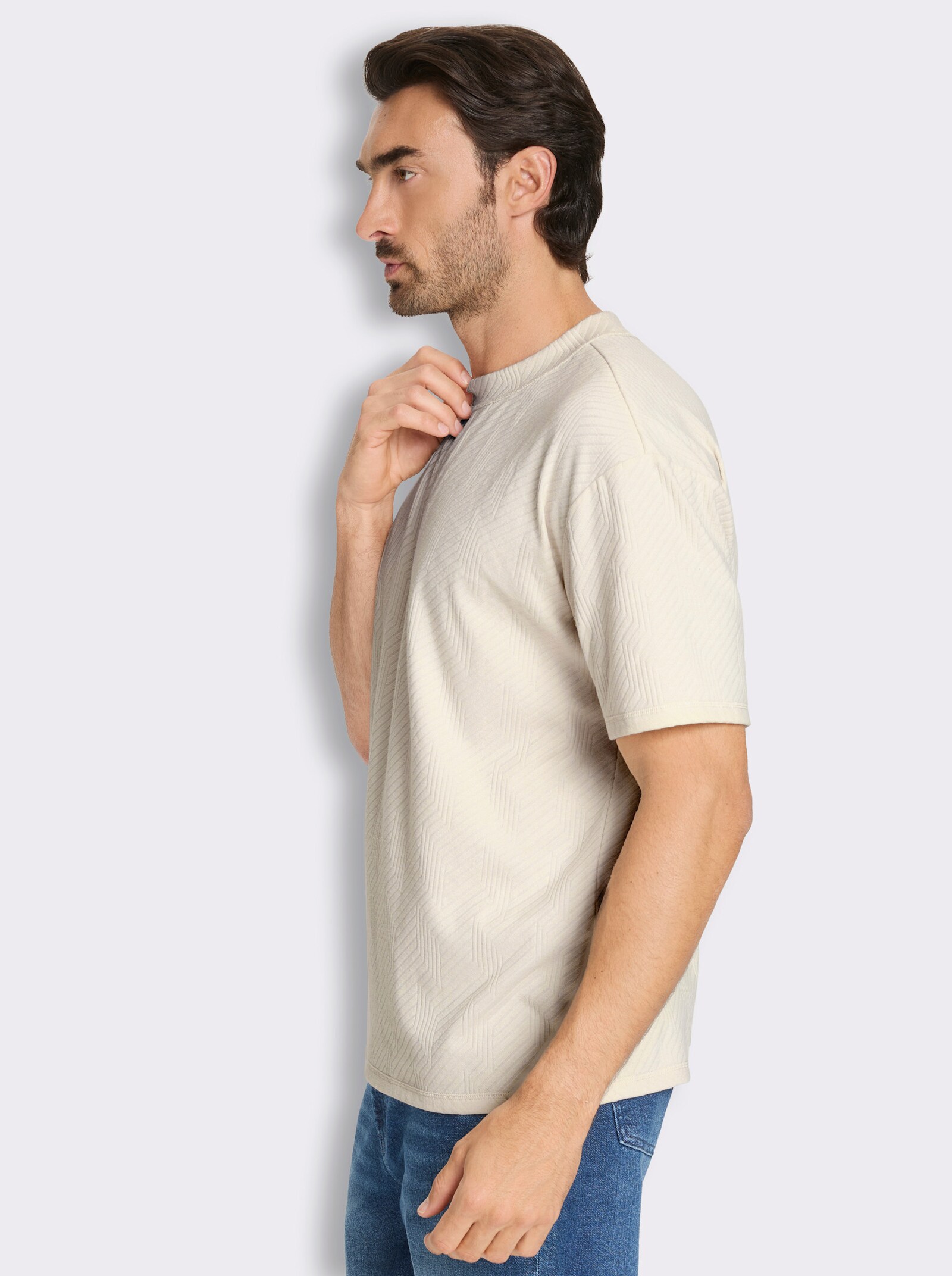 Marco Donati Kurzarmshirt in strukturierter Qualität - champagner