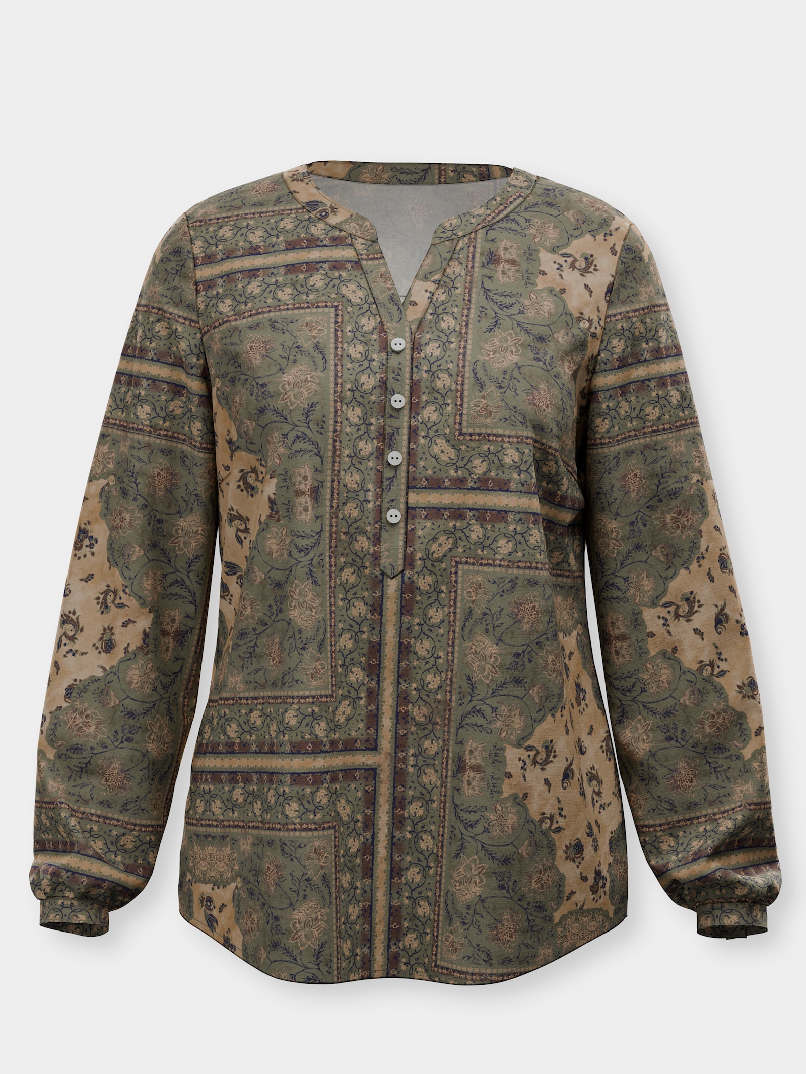 heine Druckbluse mit Floral-Dessin - khaki-camel-bedruckt