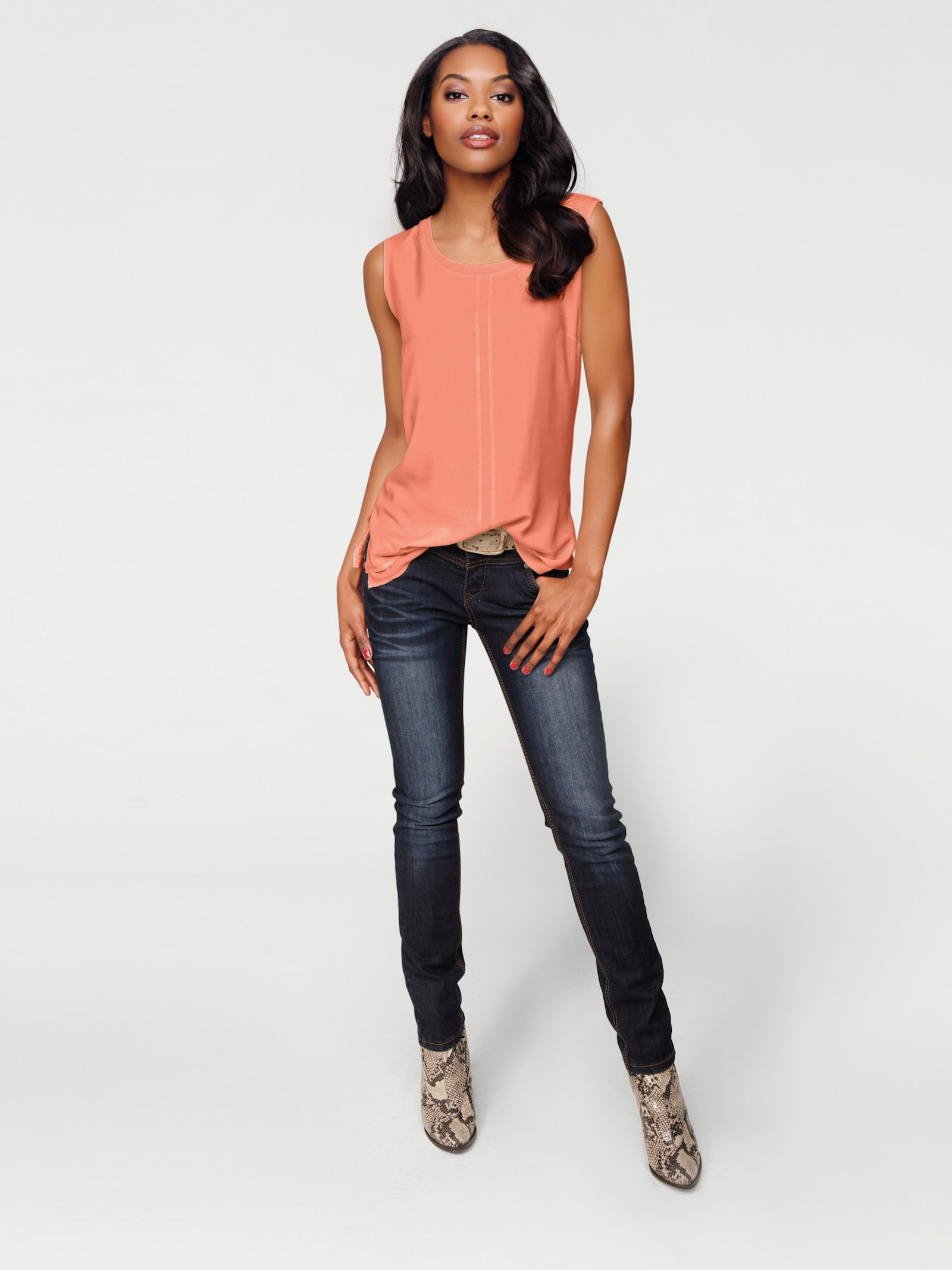 heine Shirttop im Lagen-Look - koralle