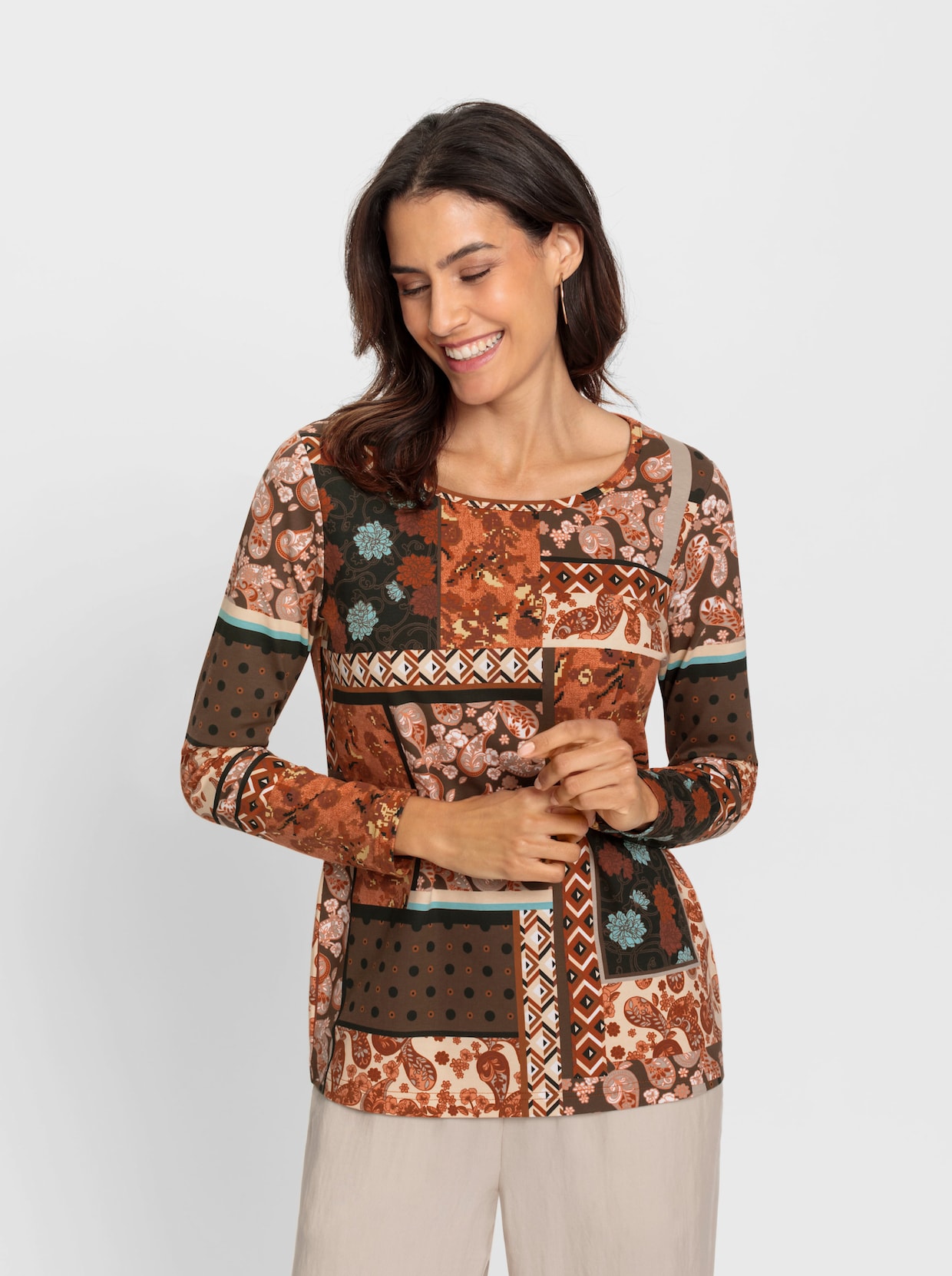Shirt met print - roestrood bedrukt