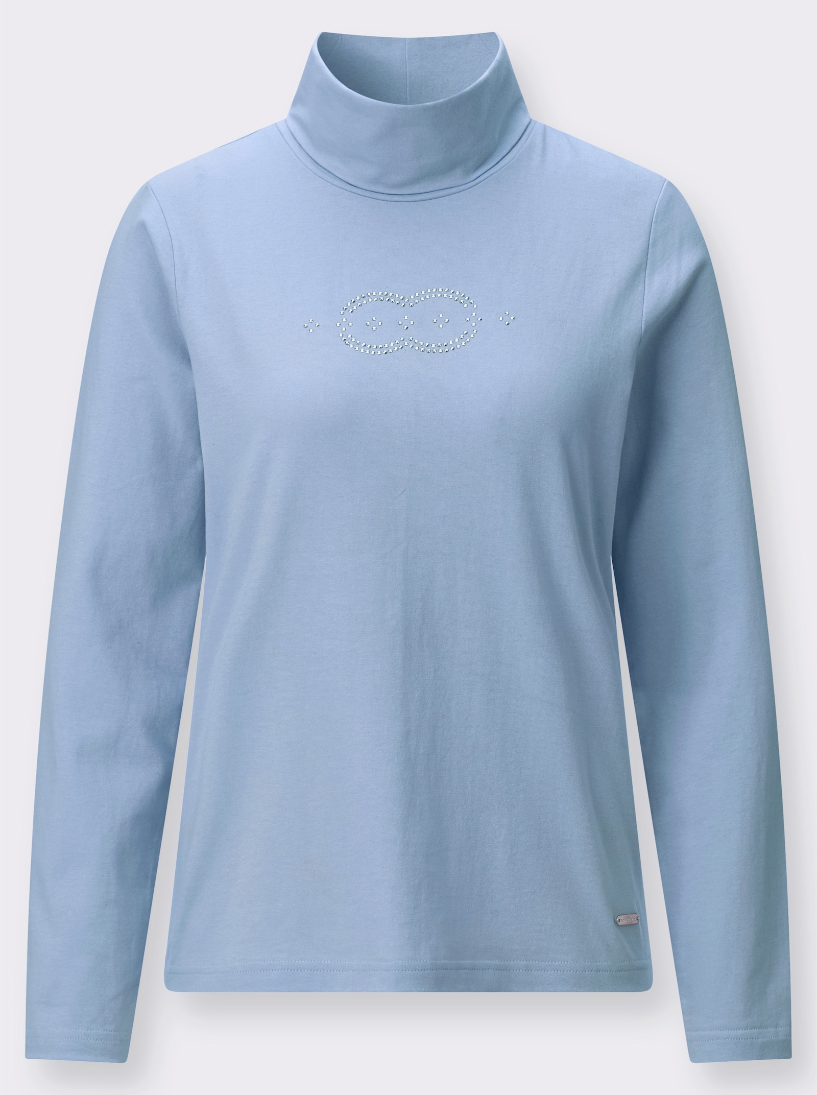 Rollkragenshirt mit Metallplättchen-Verzierung - eisblau