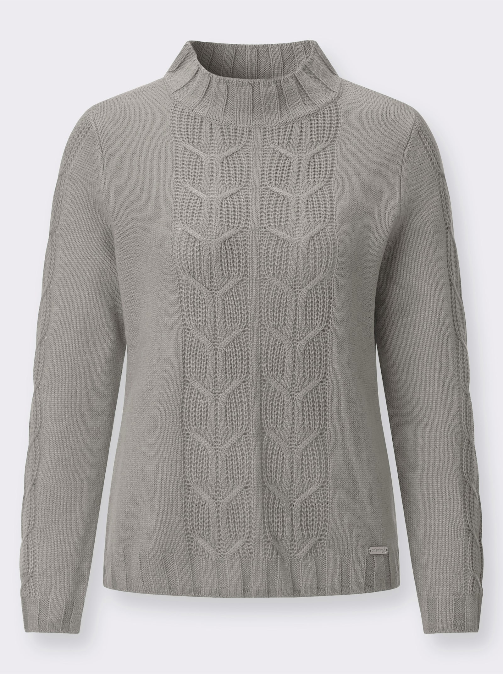 Stehkragenpullover - steingrau-meliert