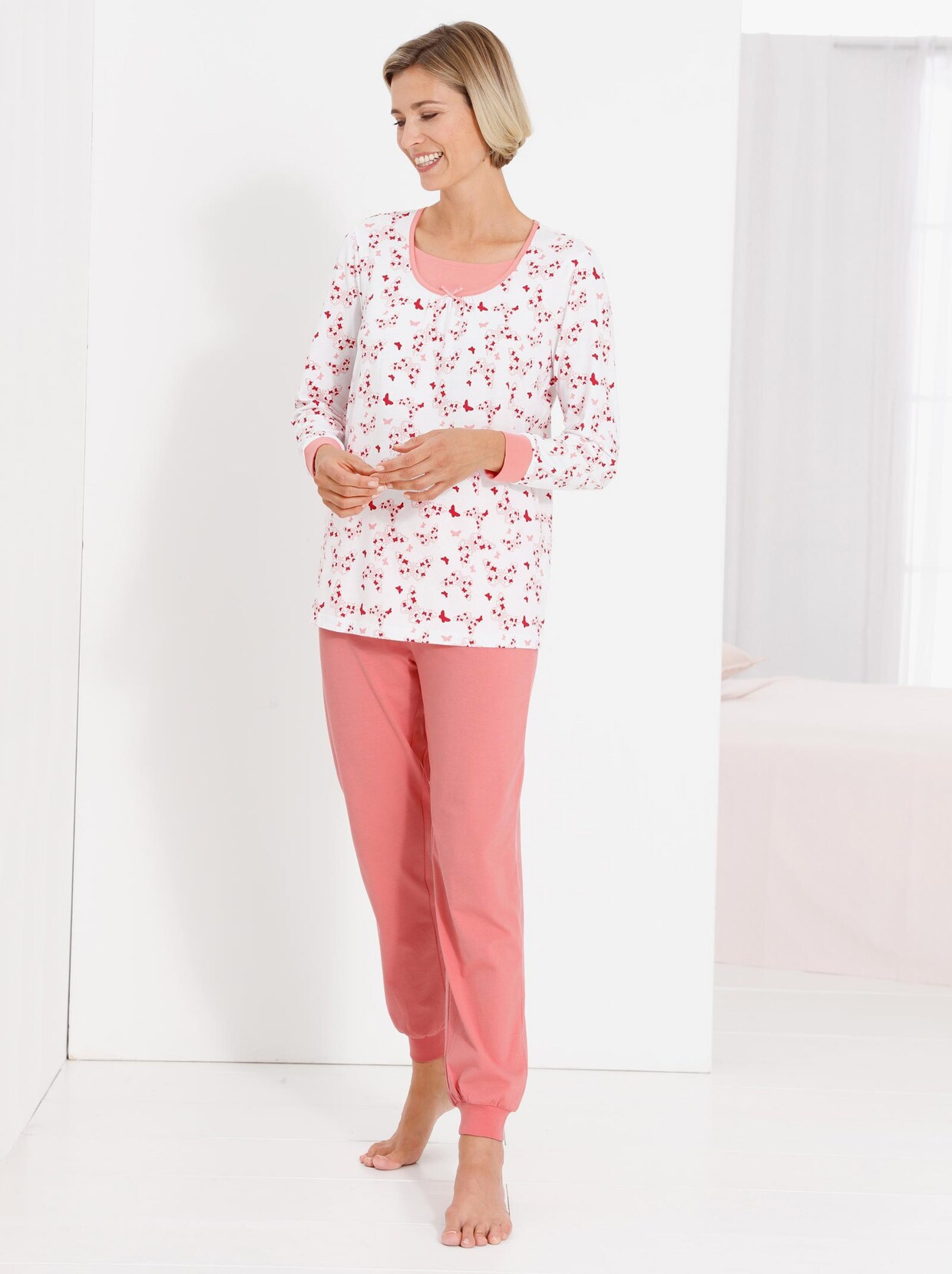 wäschepur Schlafanzüge - flieder-bedruckt + flamingo-bedruckt