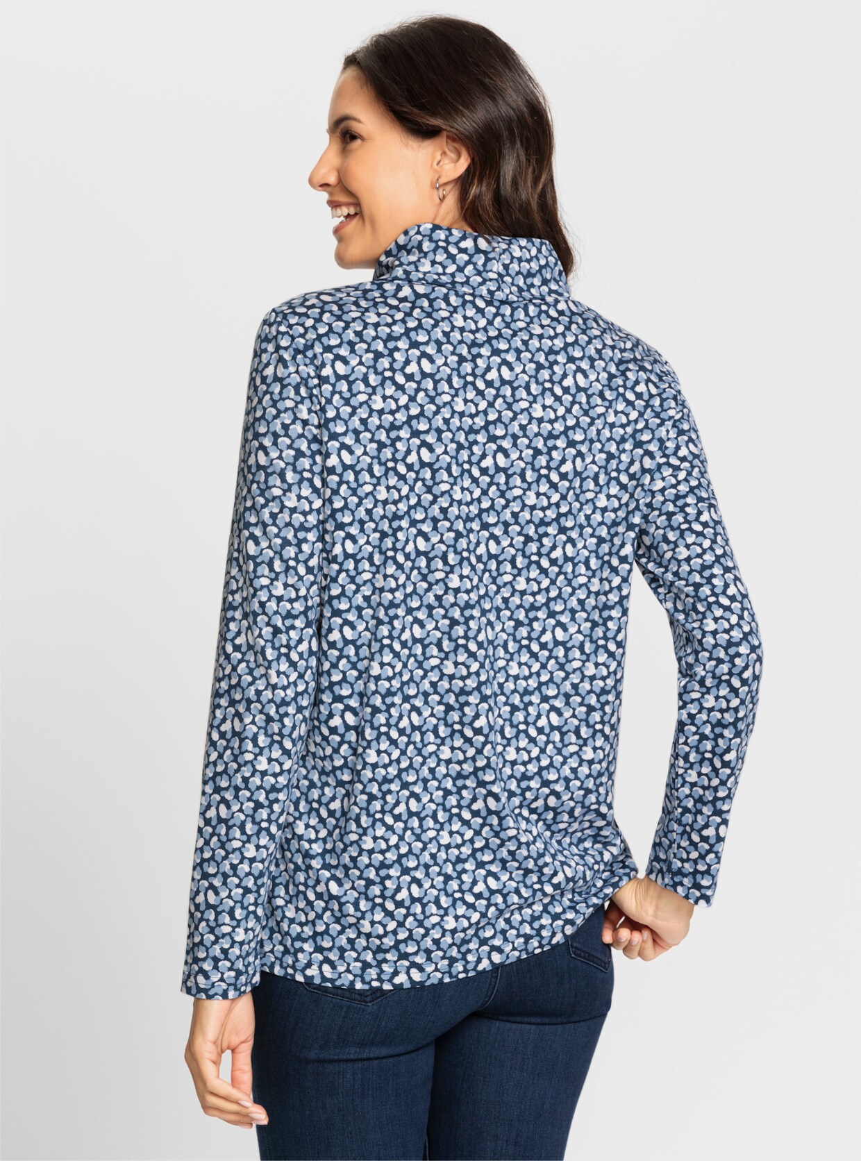 Shirt - donkerblauw geprint