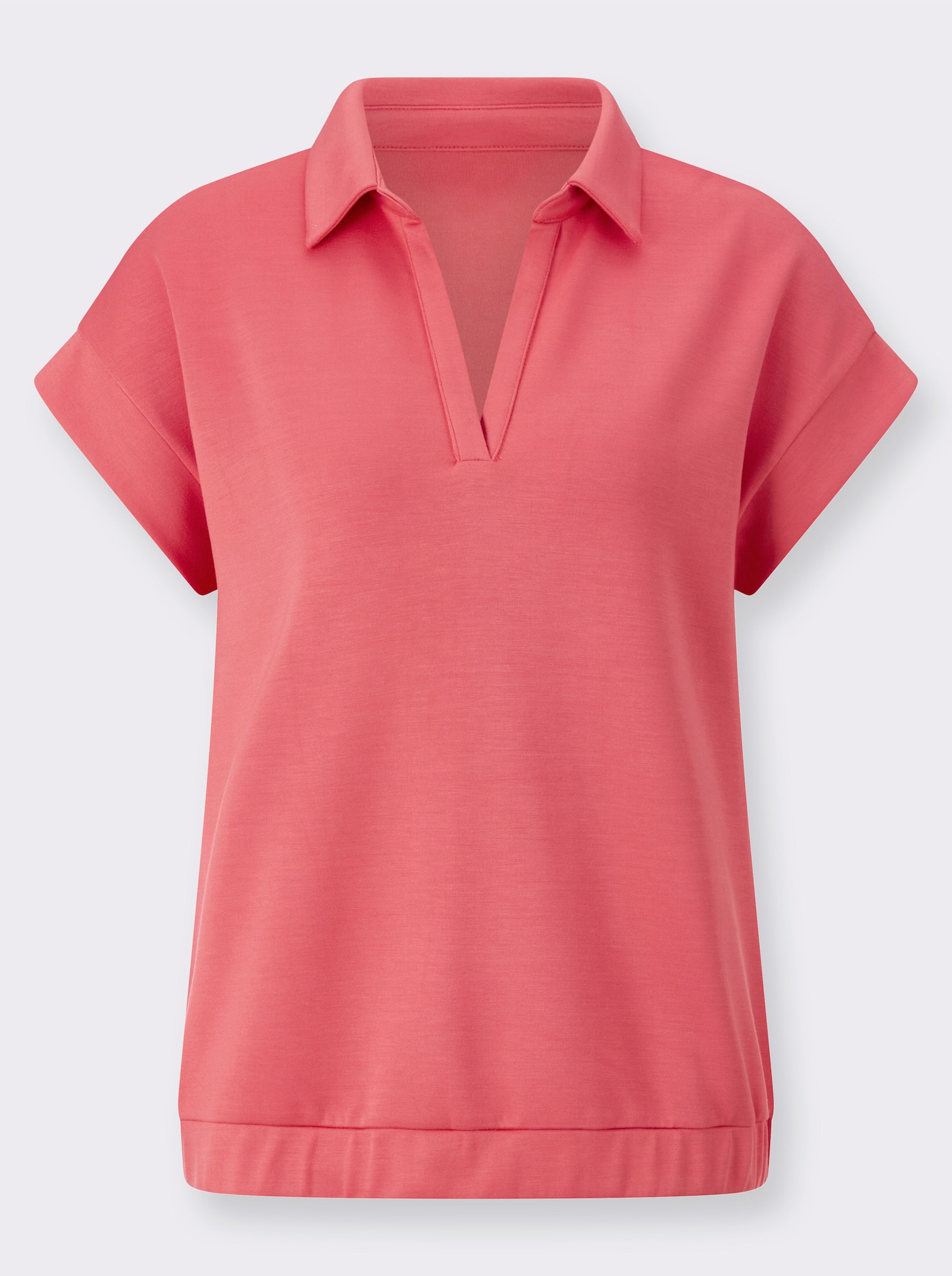 Poloshirt mit überschnittenen Schultern - koralle