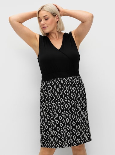 sheego Jerseykleid - schwarz-weiß