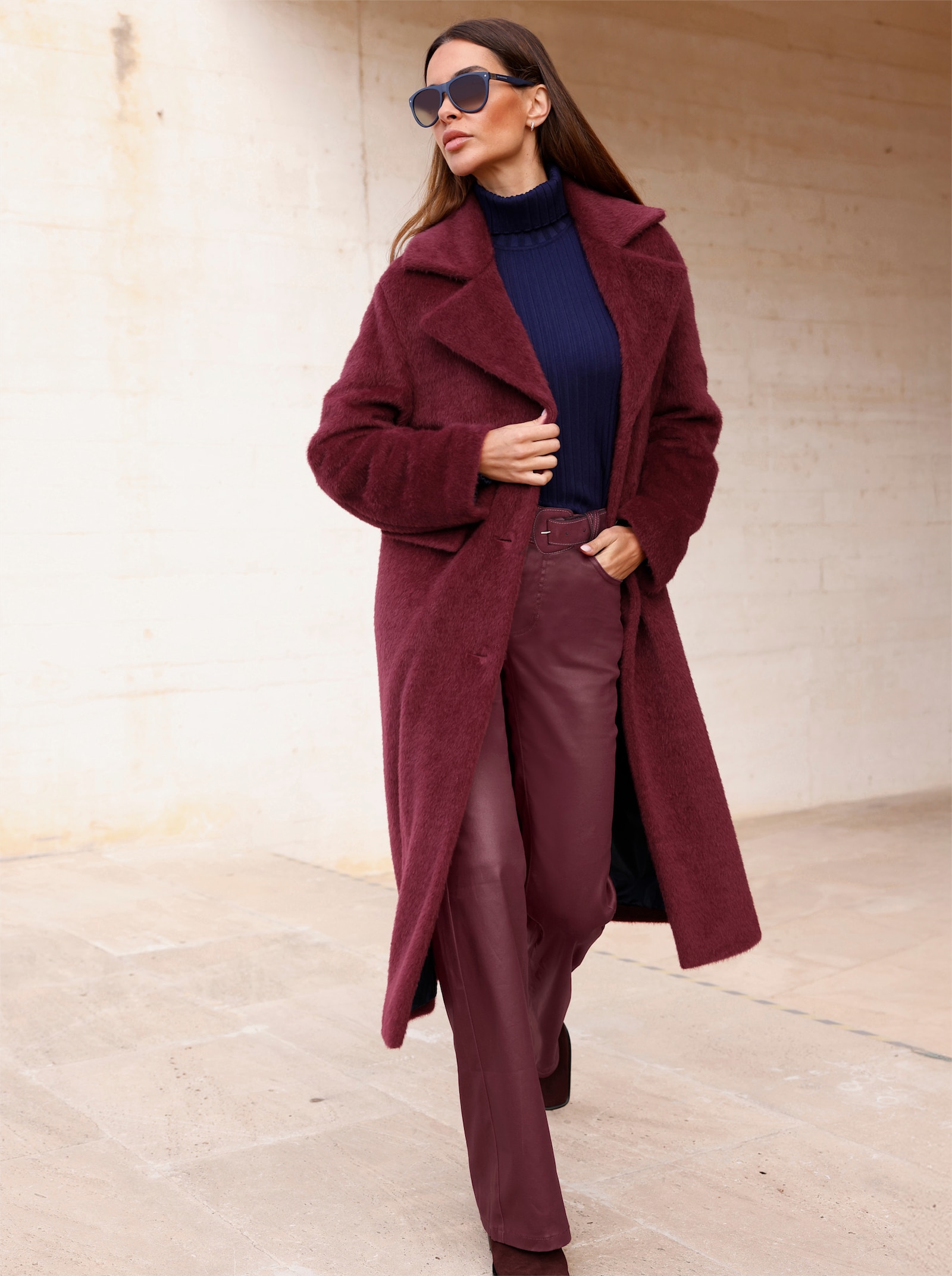 heine Bootcut-Jeans in Glanz-Optik - bordeaux