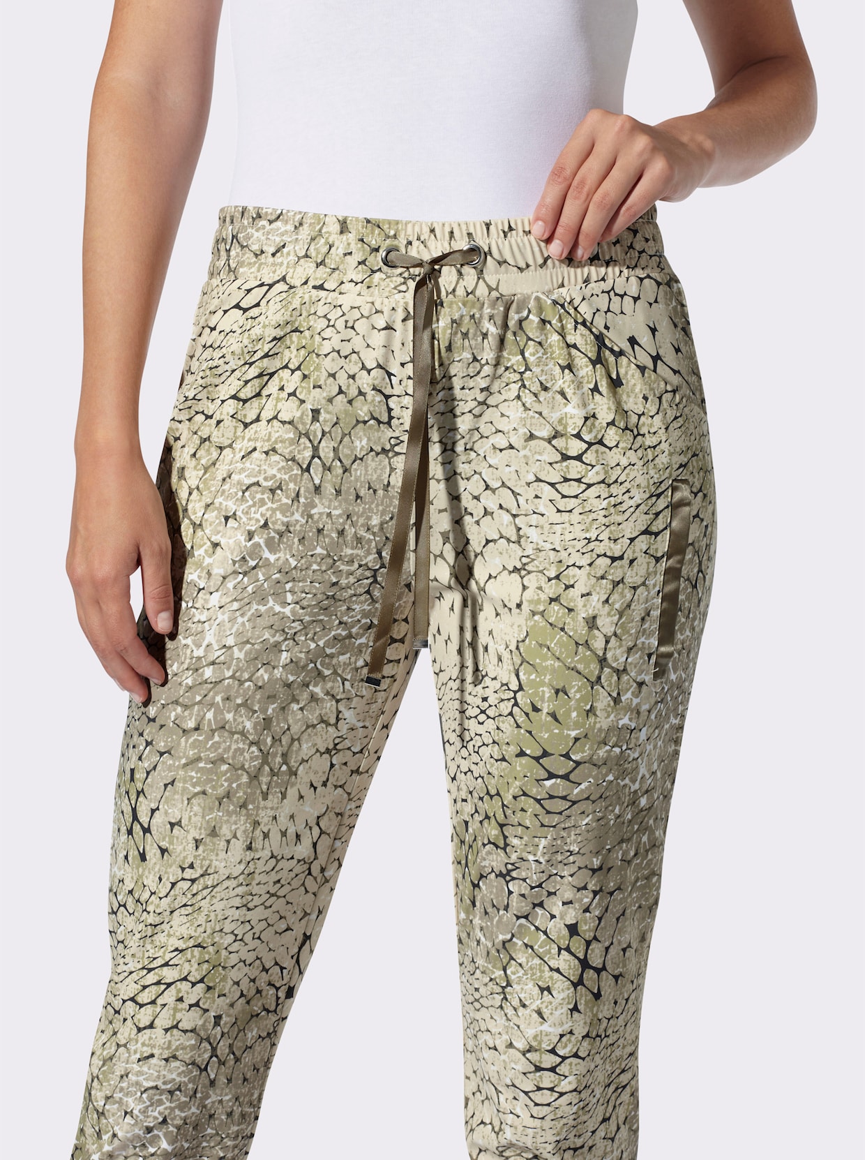 heine Jerseyhose - khaki-sand-bedruckt