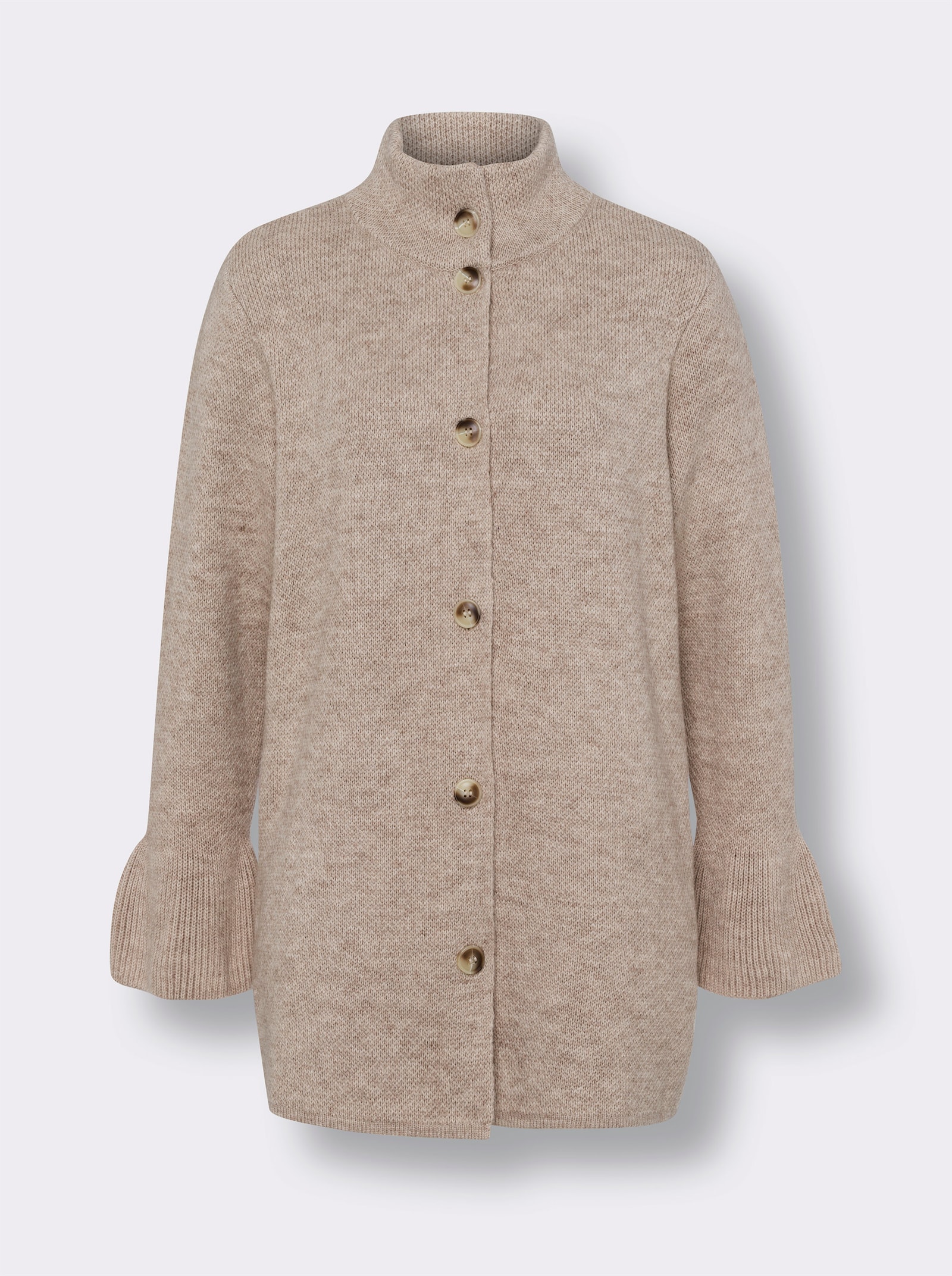 heine Strickjacke mit Volantärmeln - champagner-camel-meliert