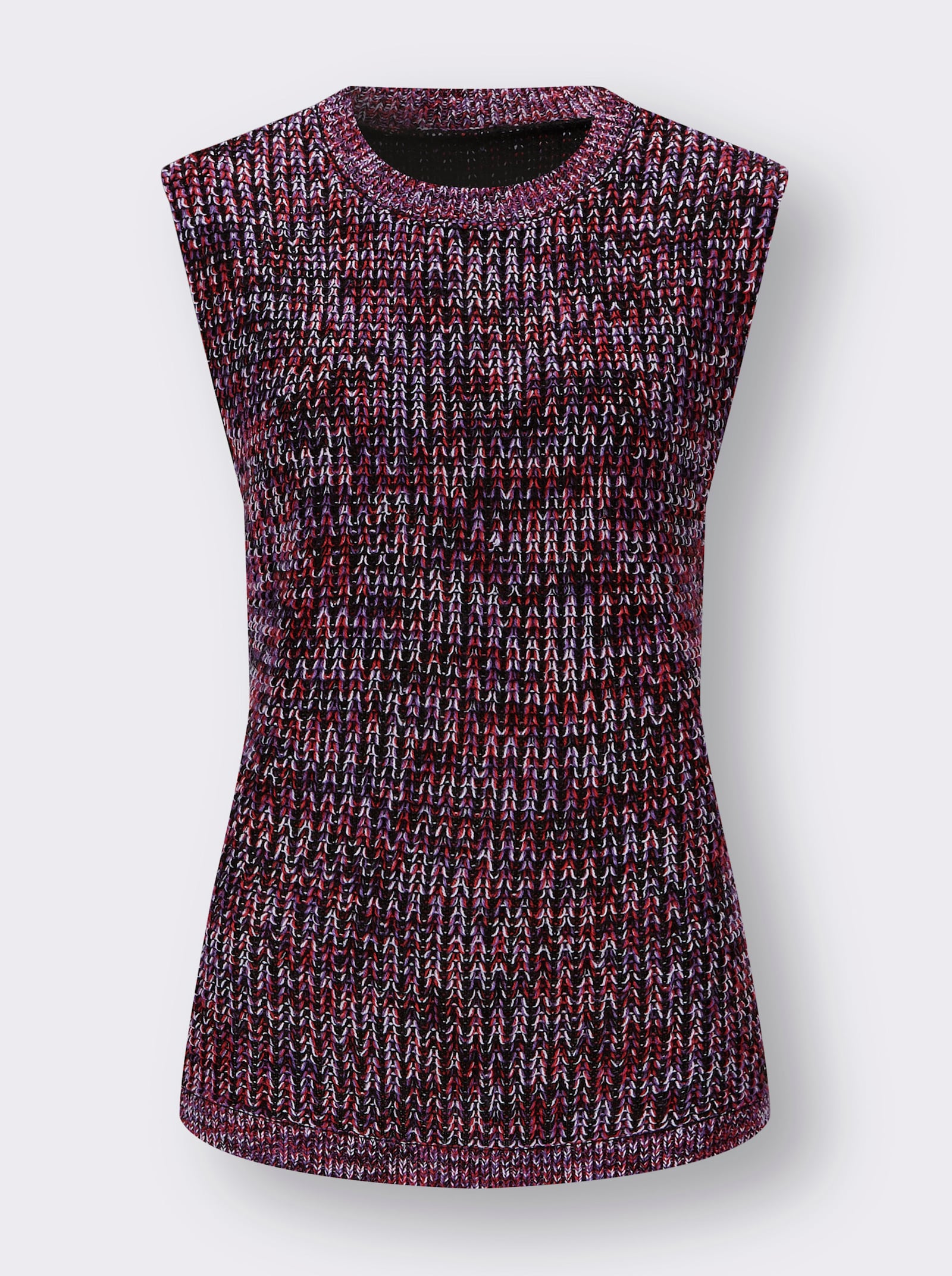 Pullunder mit Strickmuster, Melange-Garn - lila-erdbeere-meliert