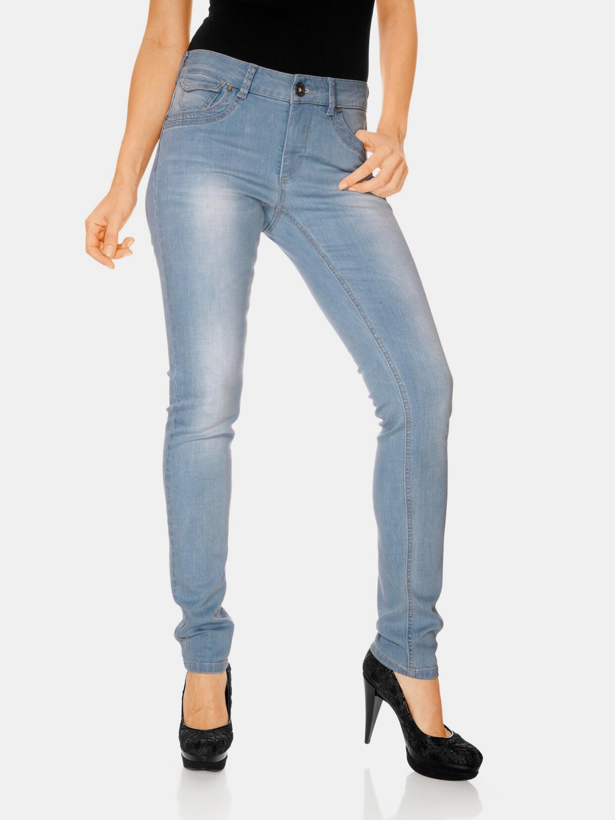 Linea Tesini Bauchweg-Jeans - bleached