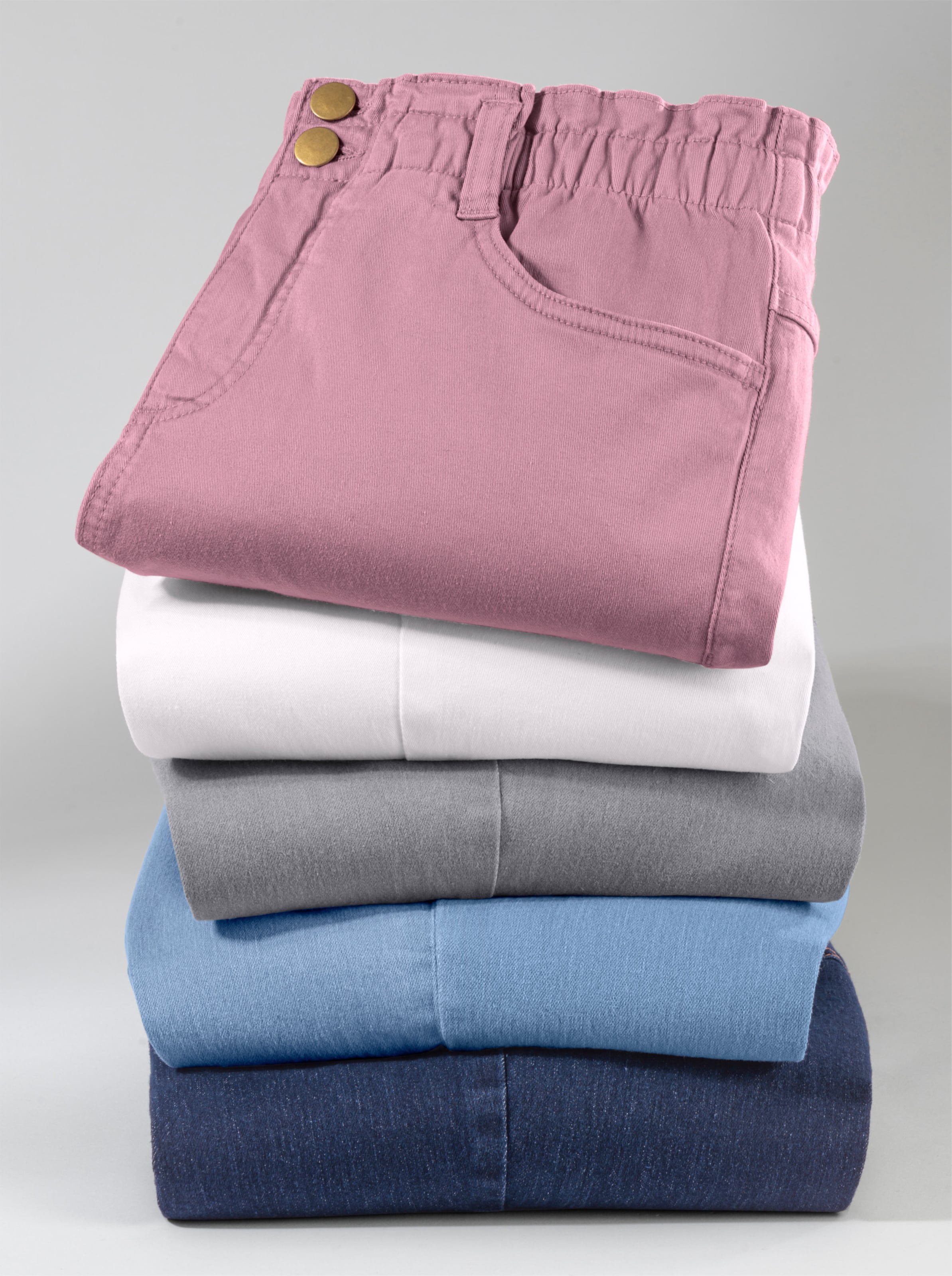 Witt Damen Jeans im aktuellen Paperbag-Schnitt, hortensie