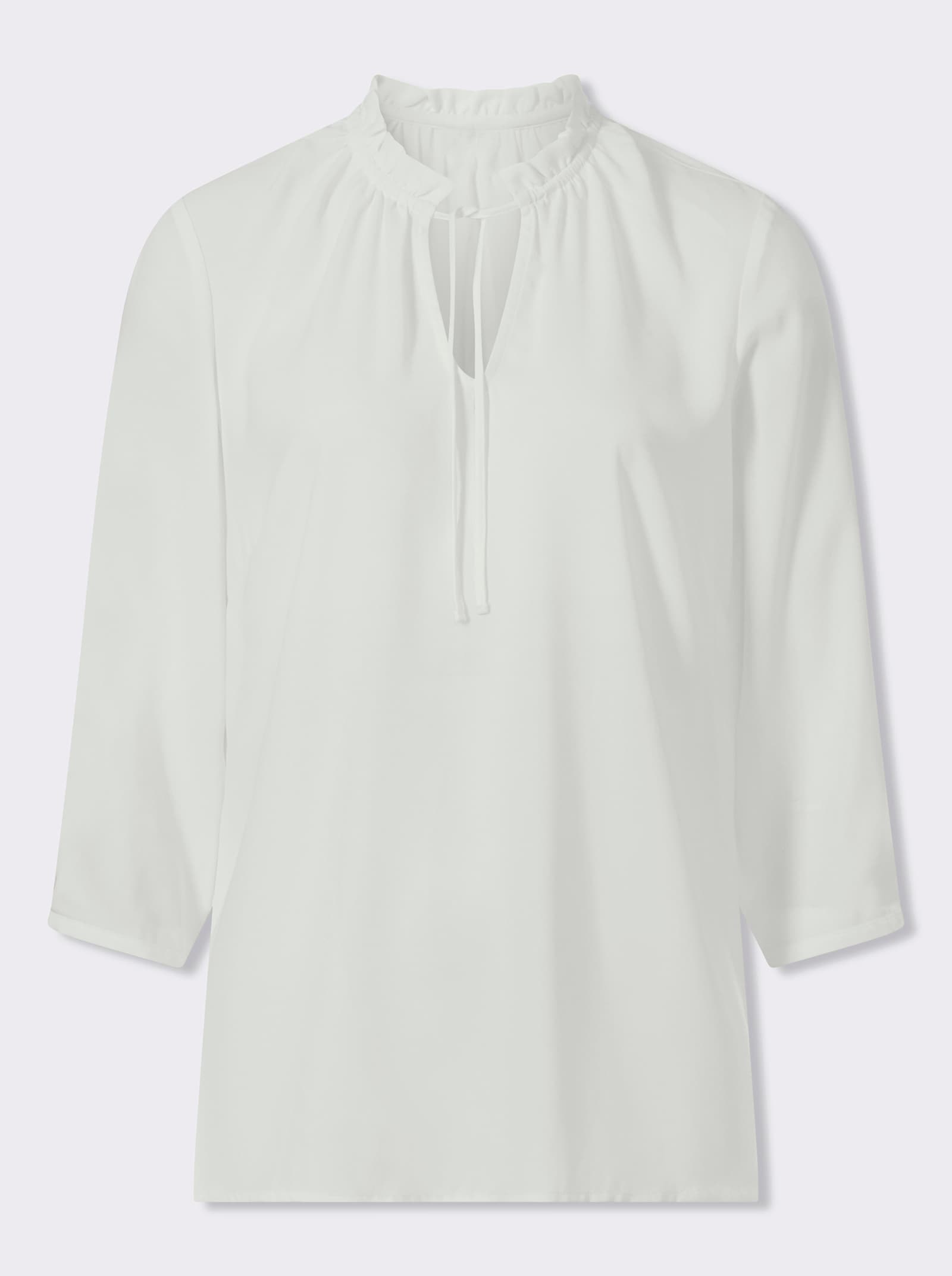 Rüschenbluse mit Stehkragen - ecru
