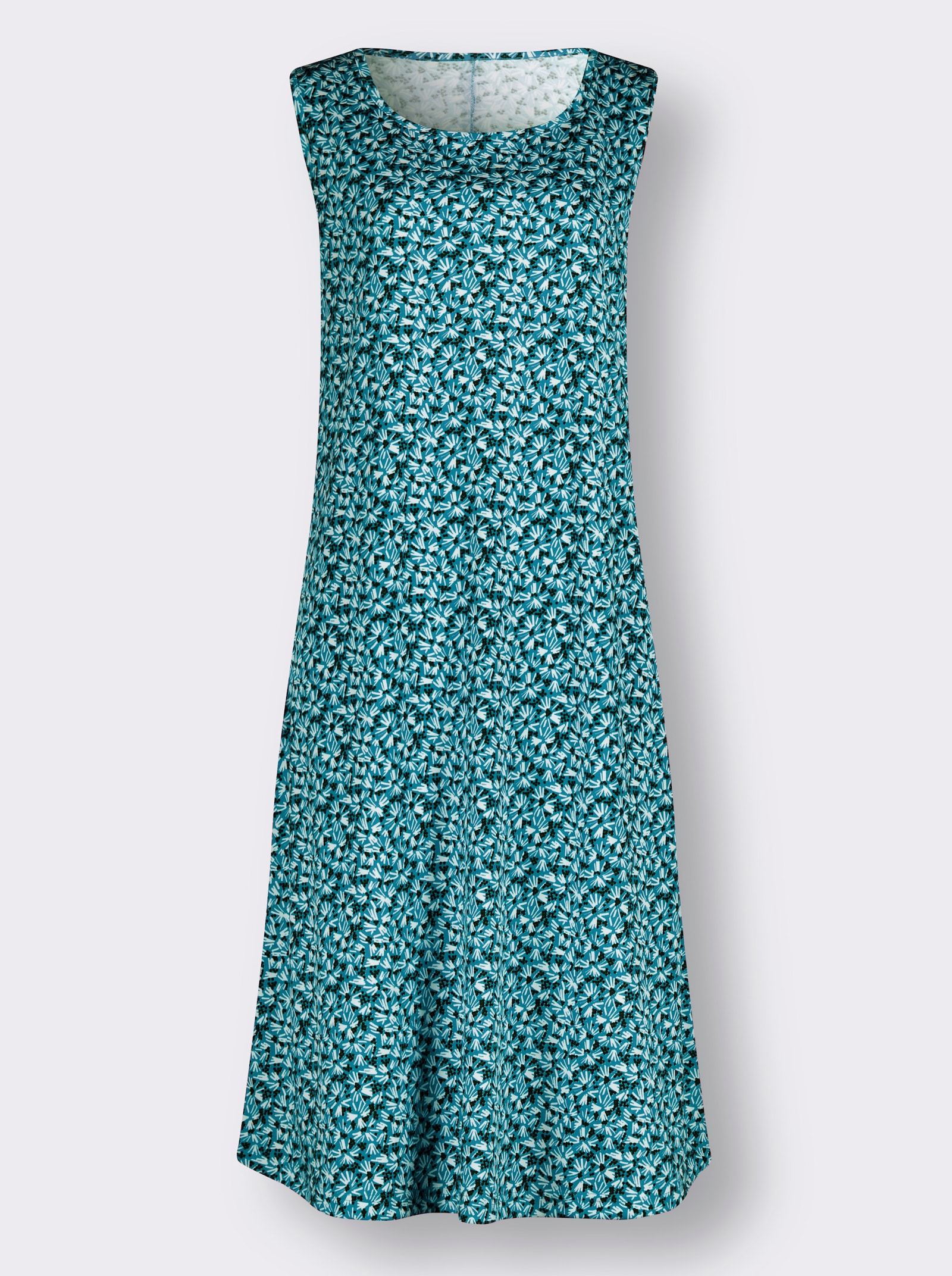 Trikåklänning i dubbelpack - turkos-med tryck + marin