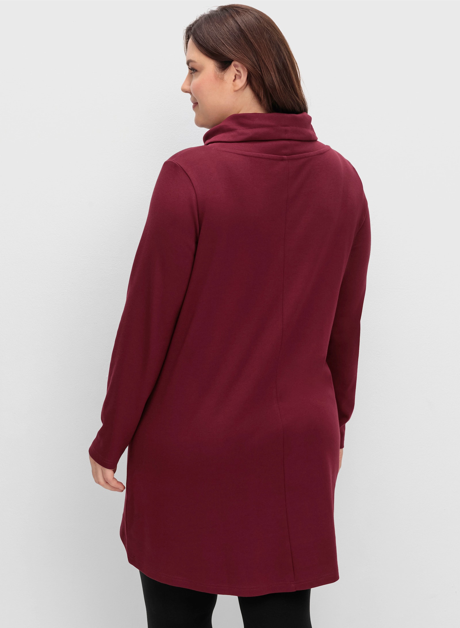 sheego Oversize-Shirt mit Satinbändern - weinrot