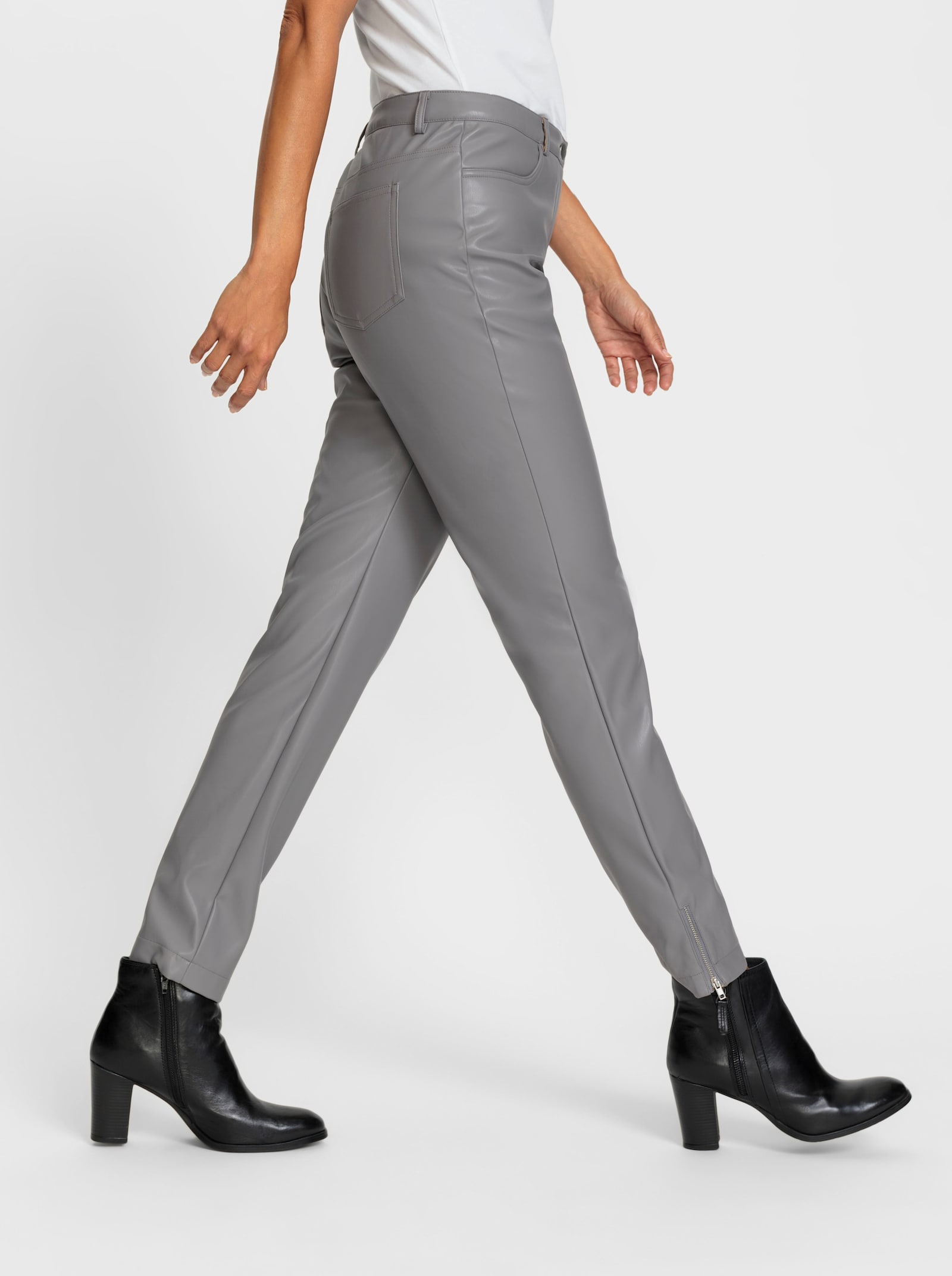 Pantalon en synthétique légèrement brillant - gris