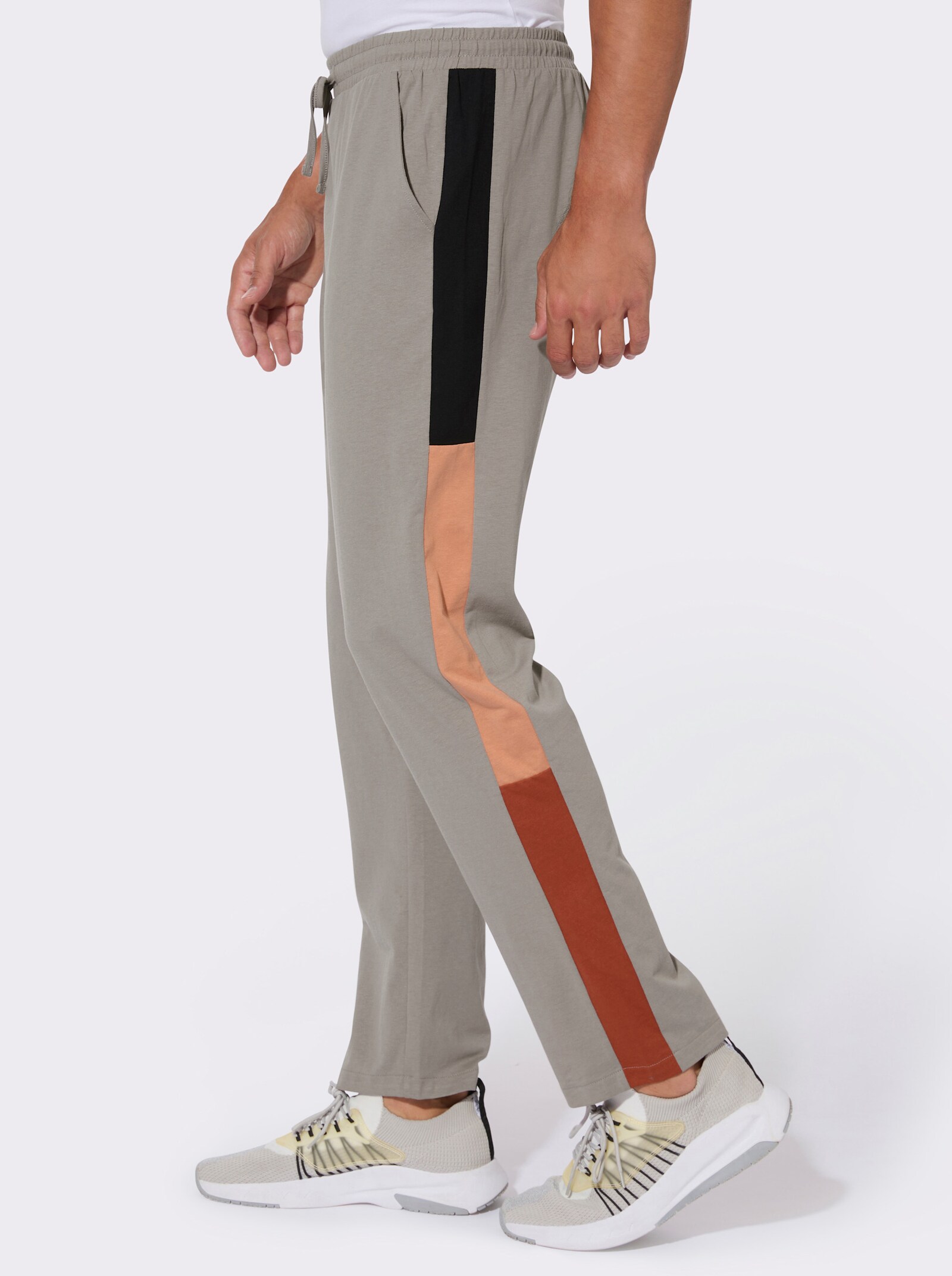 Freizeithose mit Galonstreifen - grau