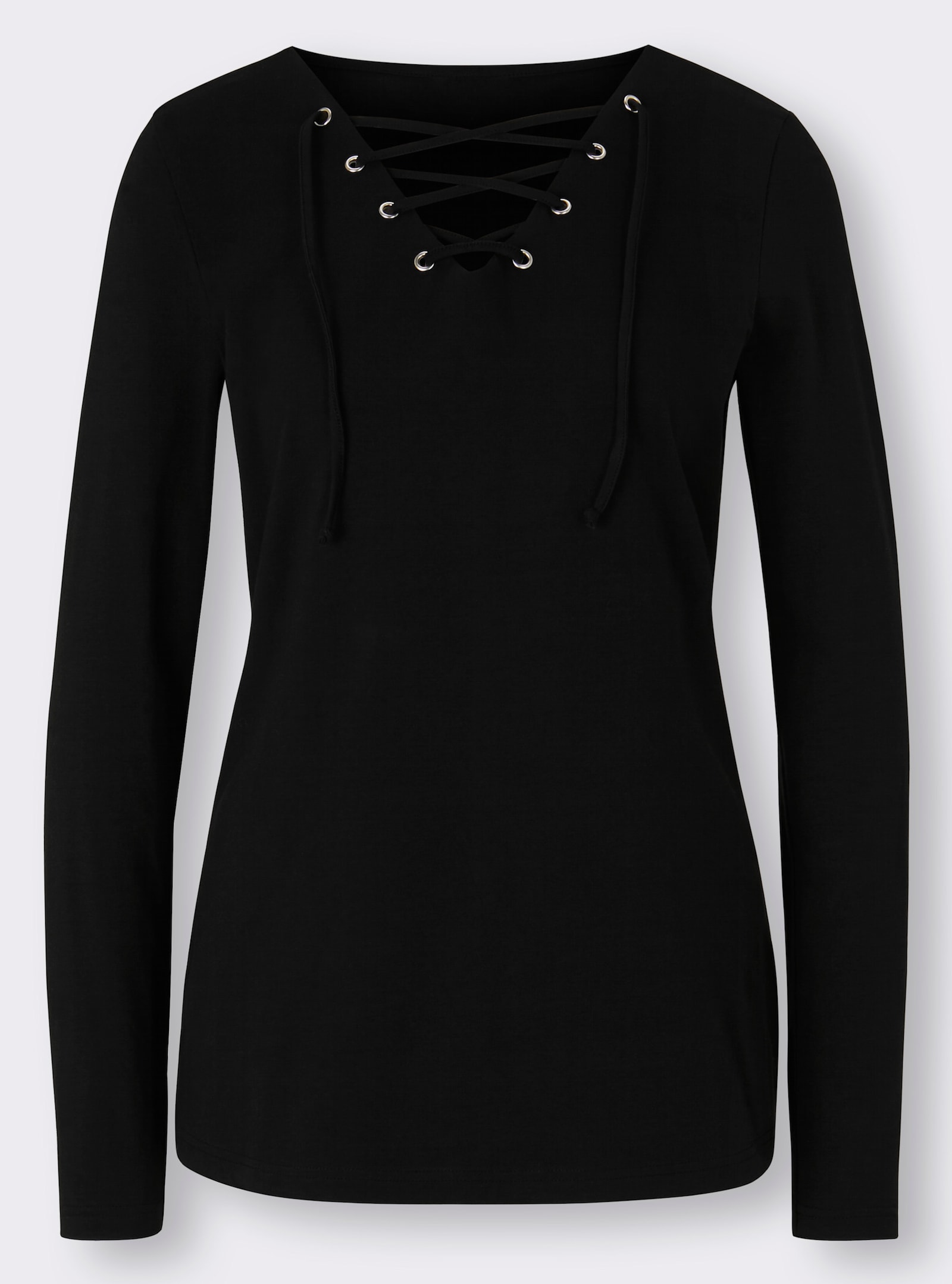 heine T-shirt à manches longues avec laçage - noir