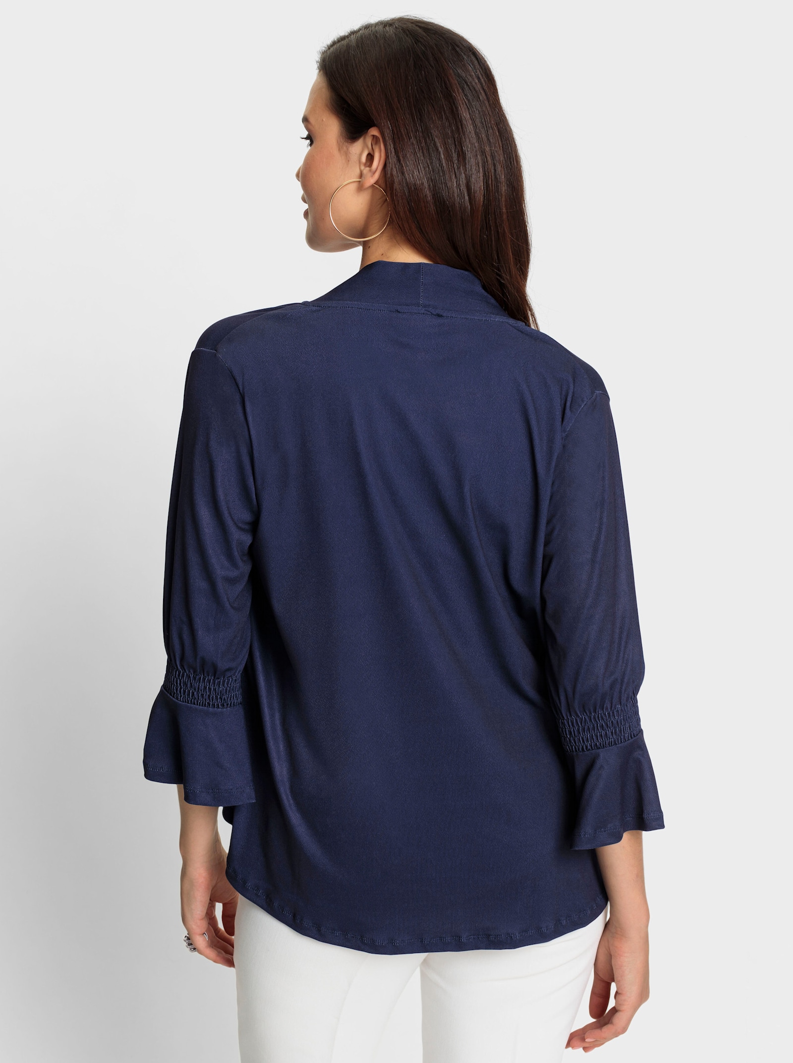 Shirtjacke mit Volants an den Ärmeln - marine