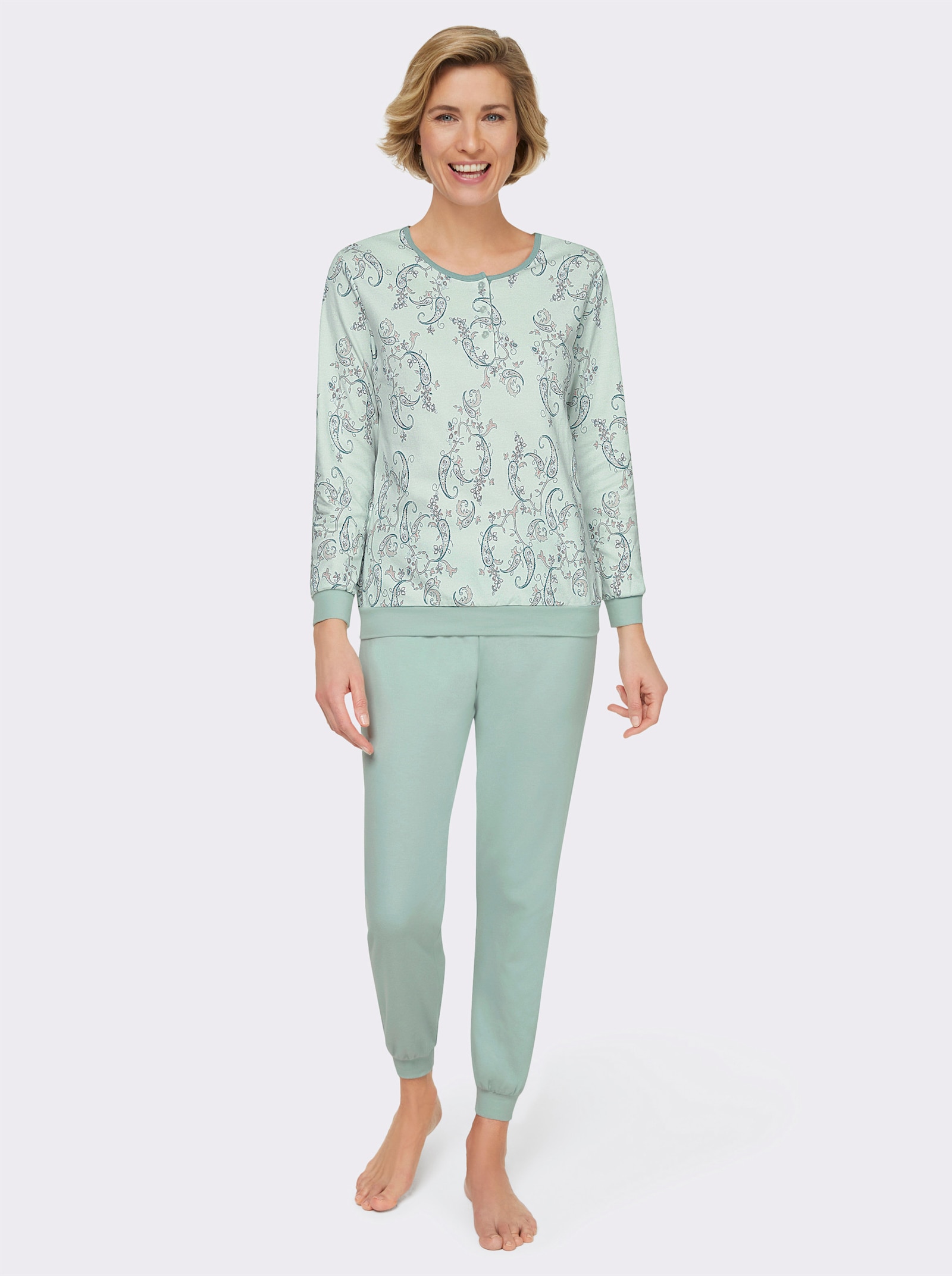 wäschepur Schlafanzug in formstabiler Interlock-Qualität - kalkmint