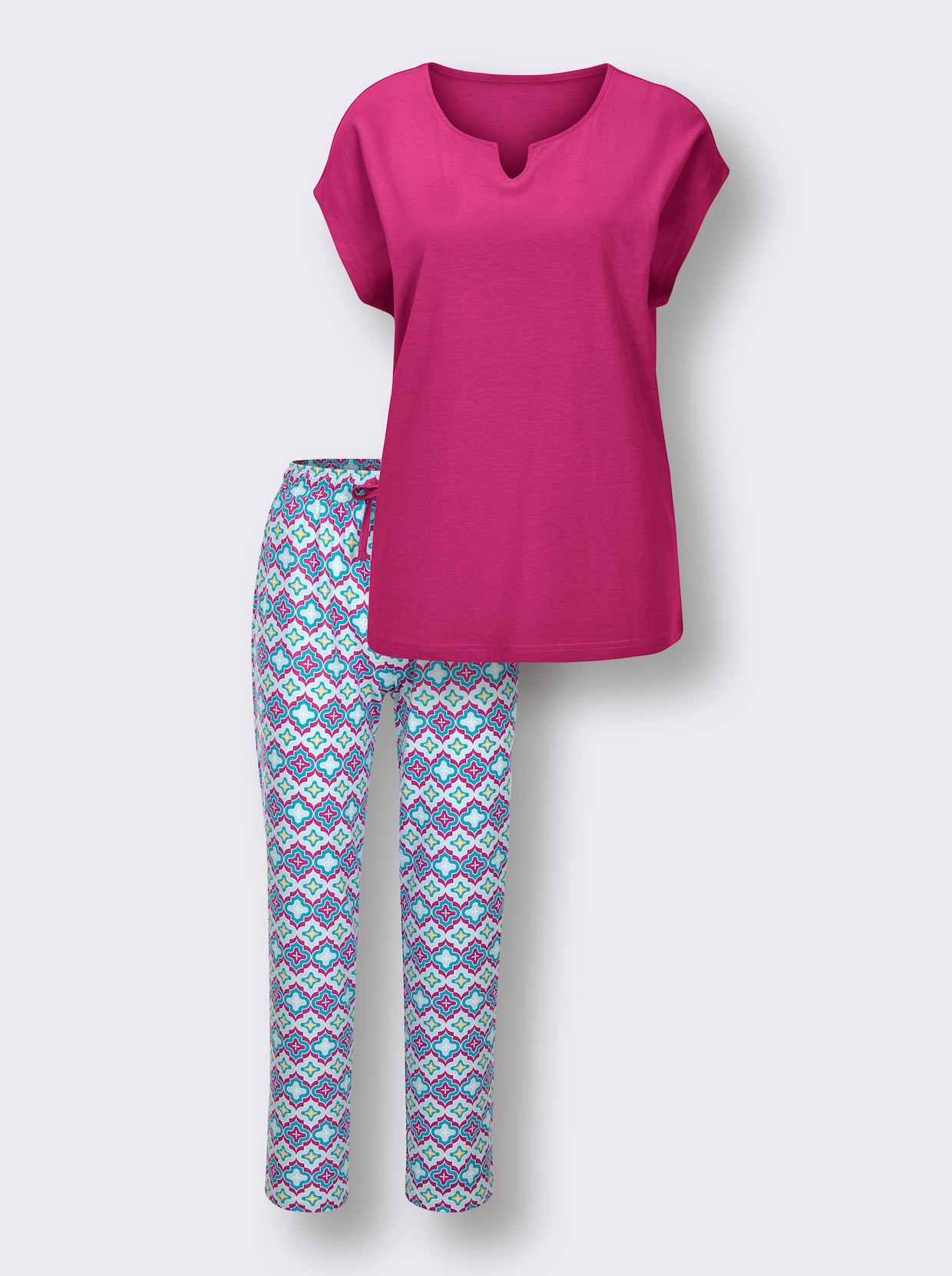 wäschepur Schlafanzug - magenta-mint-bedruckt