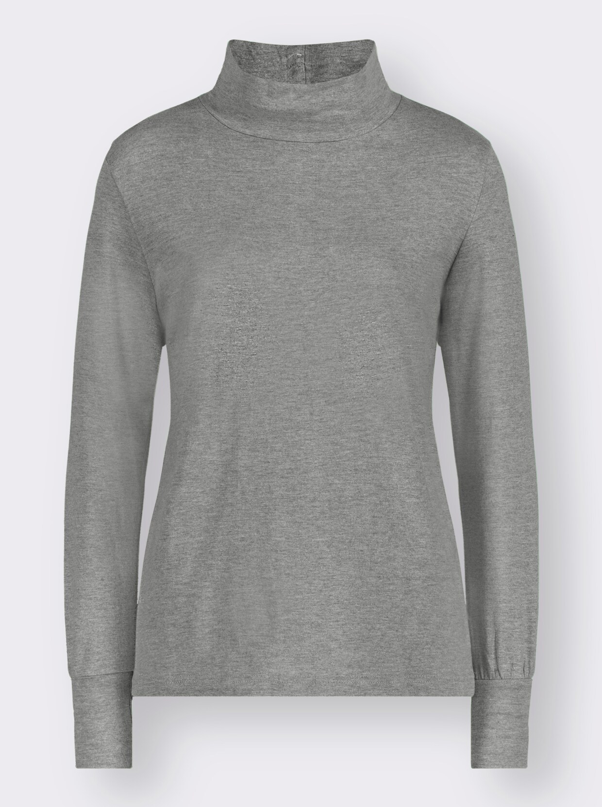 Stehkragenshirt - steingrau-meliert