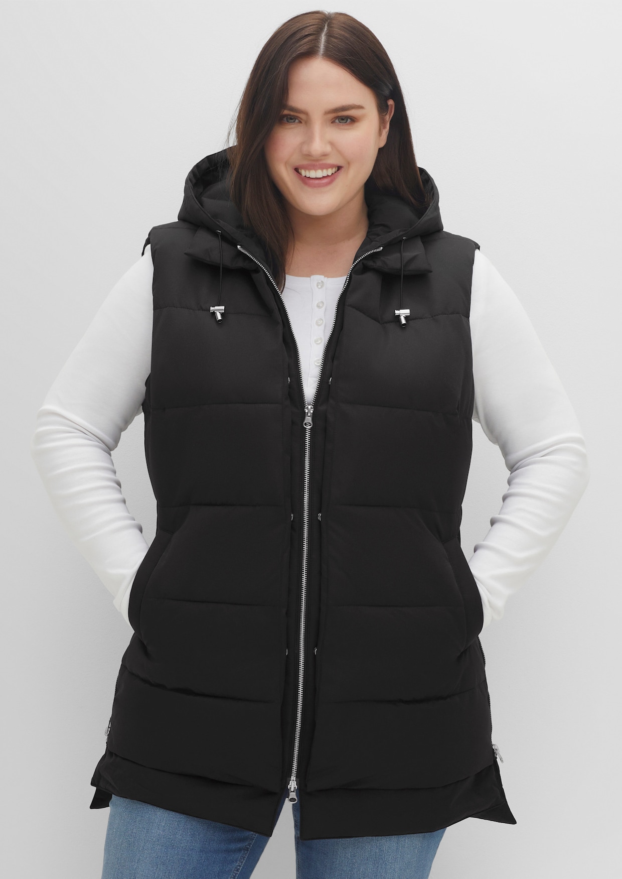 sheego Gilet matelassé - noir