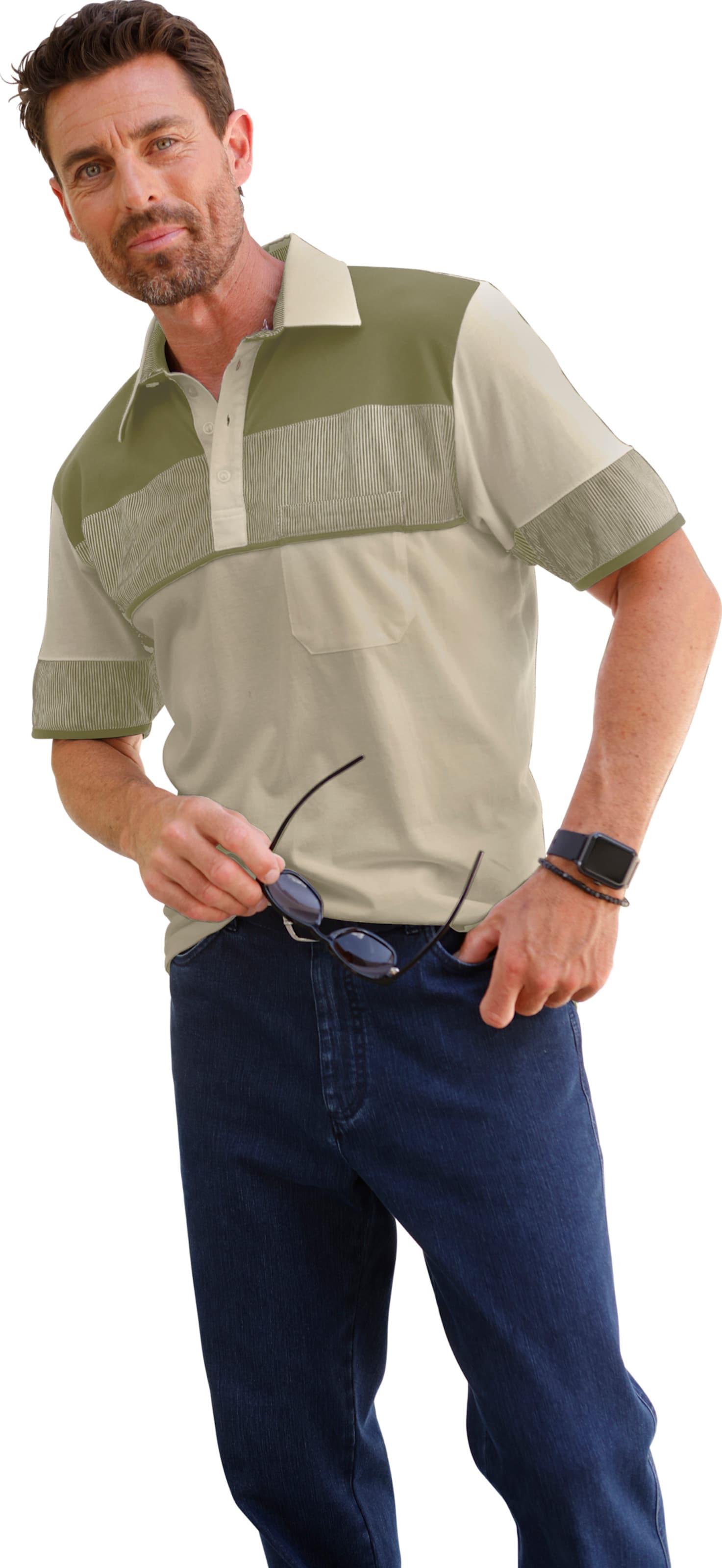 Catamaran Herren Poloshirt Beige-Oliv, Größe 52/54 - Bild 2