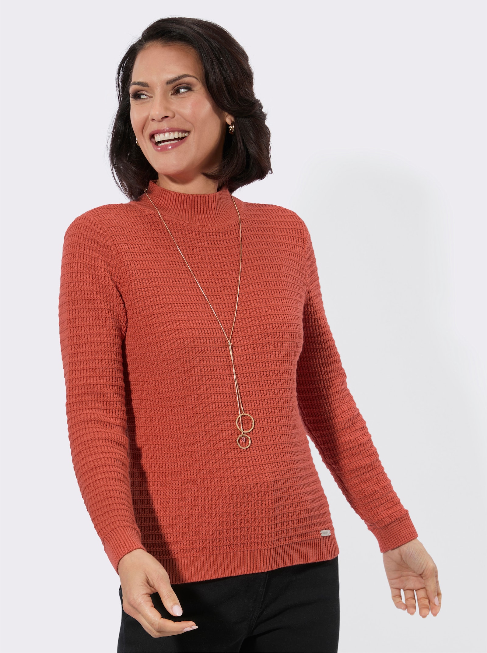 Stehkragenpullover - terra