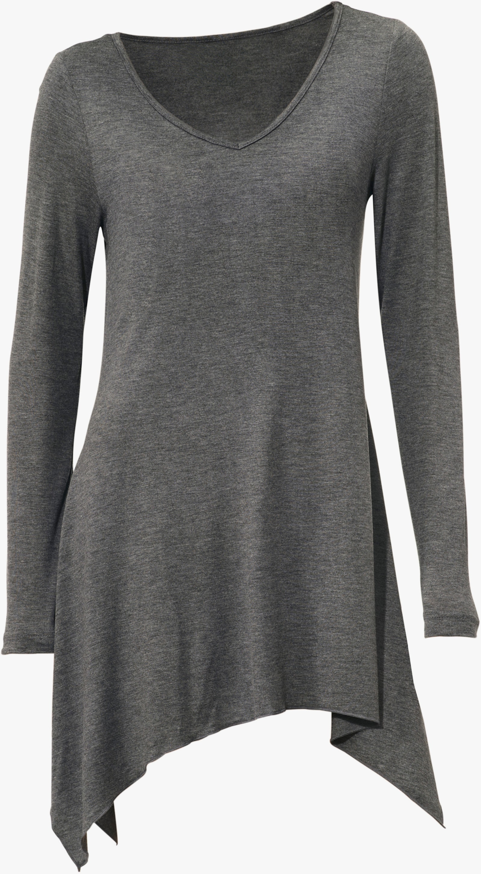 heine Longshirt im Zipfel-Look - grau-melange