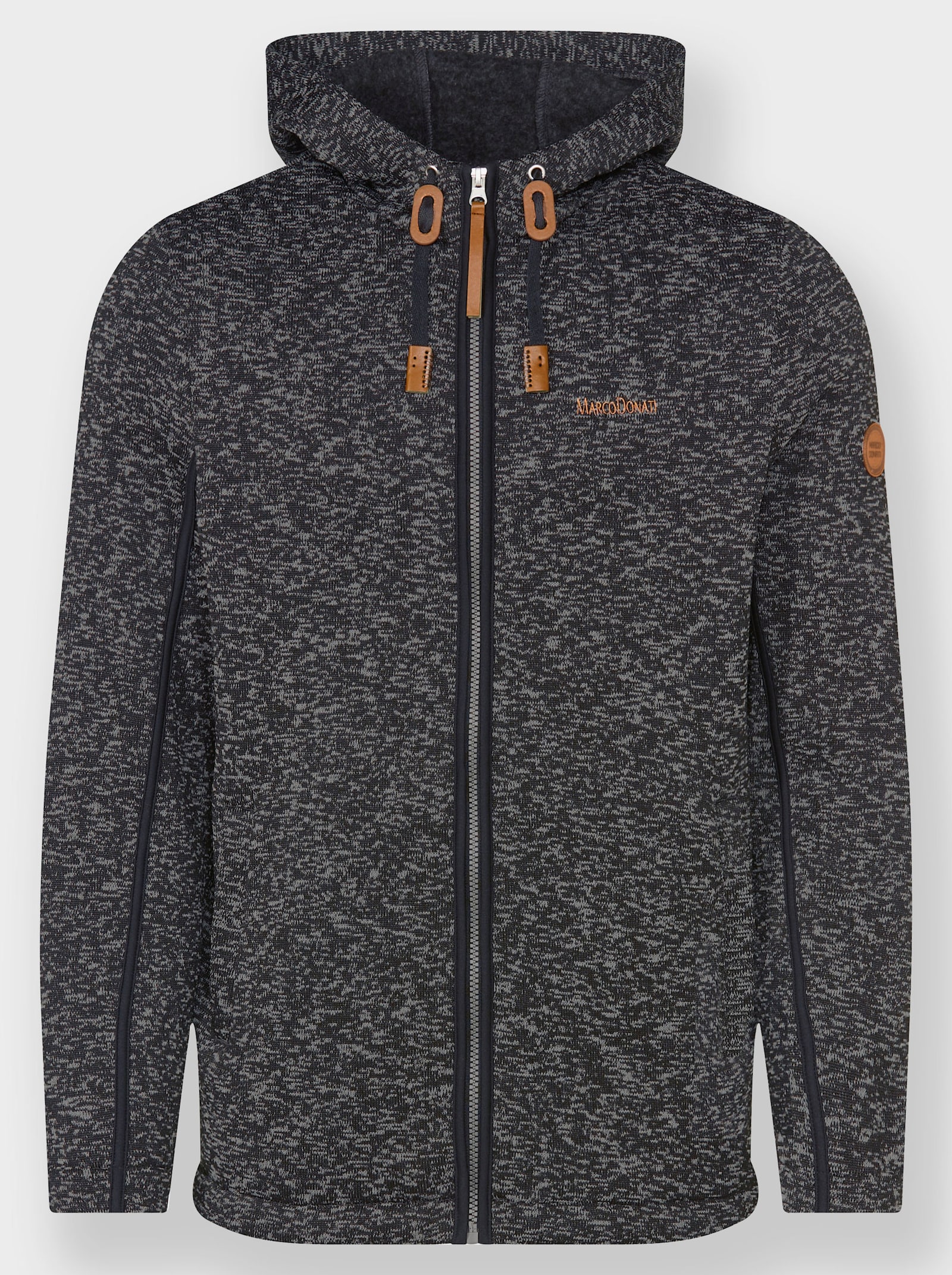 Marco Donati Pletená bunda-flauš, kapucňa - Black Marl