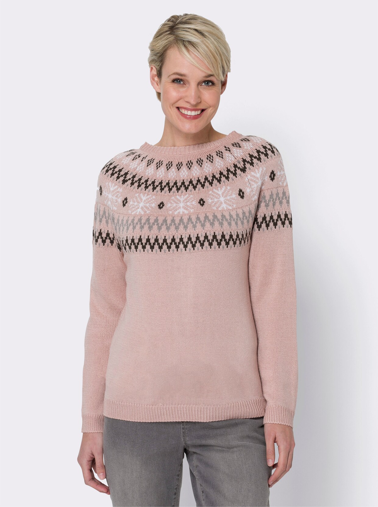 Pletený svetr - pudrová-vzor