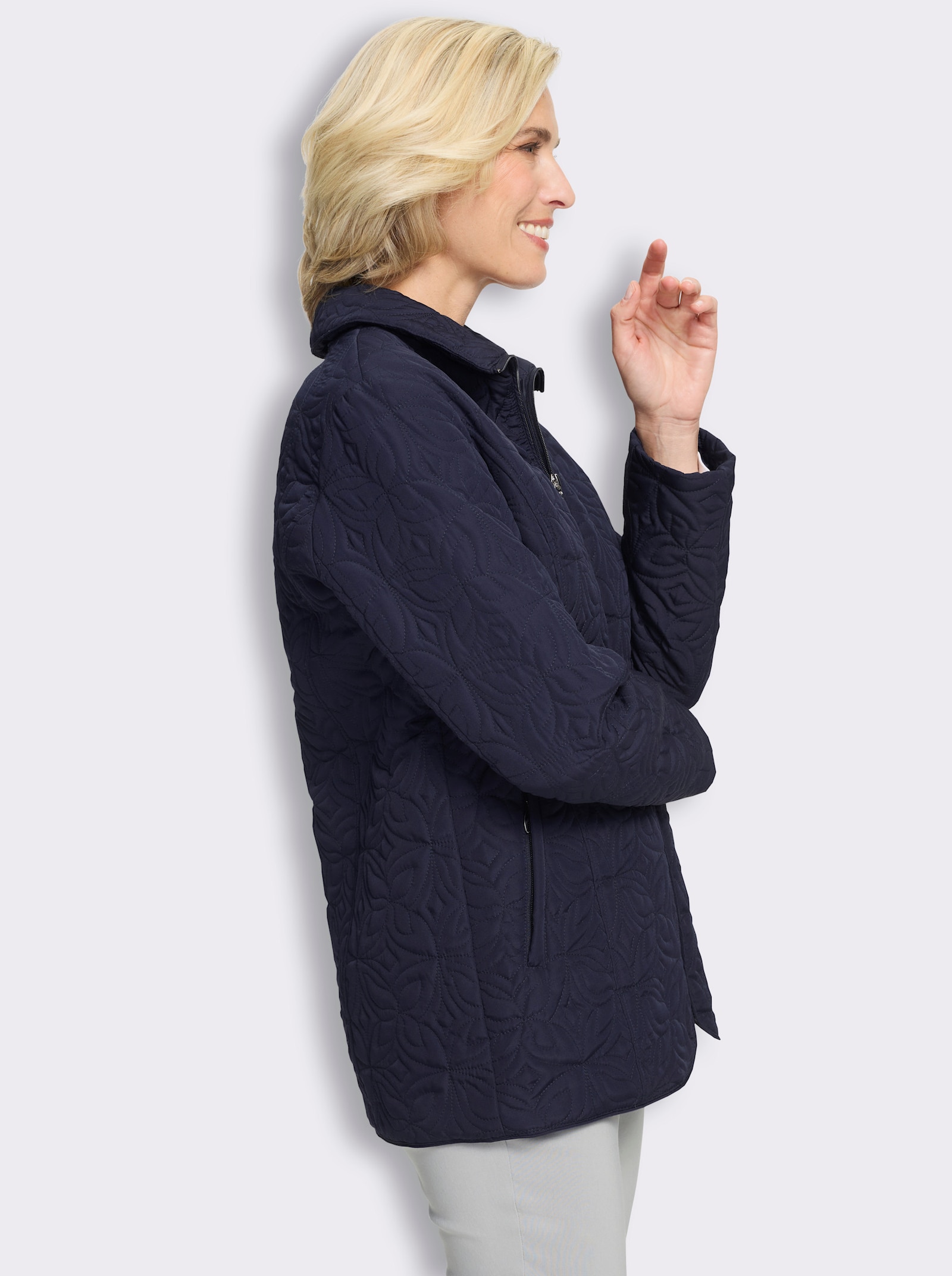 Steppjacke mit floralem Muster - marine