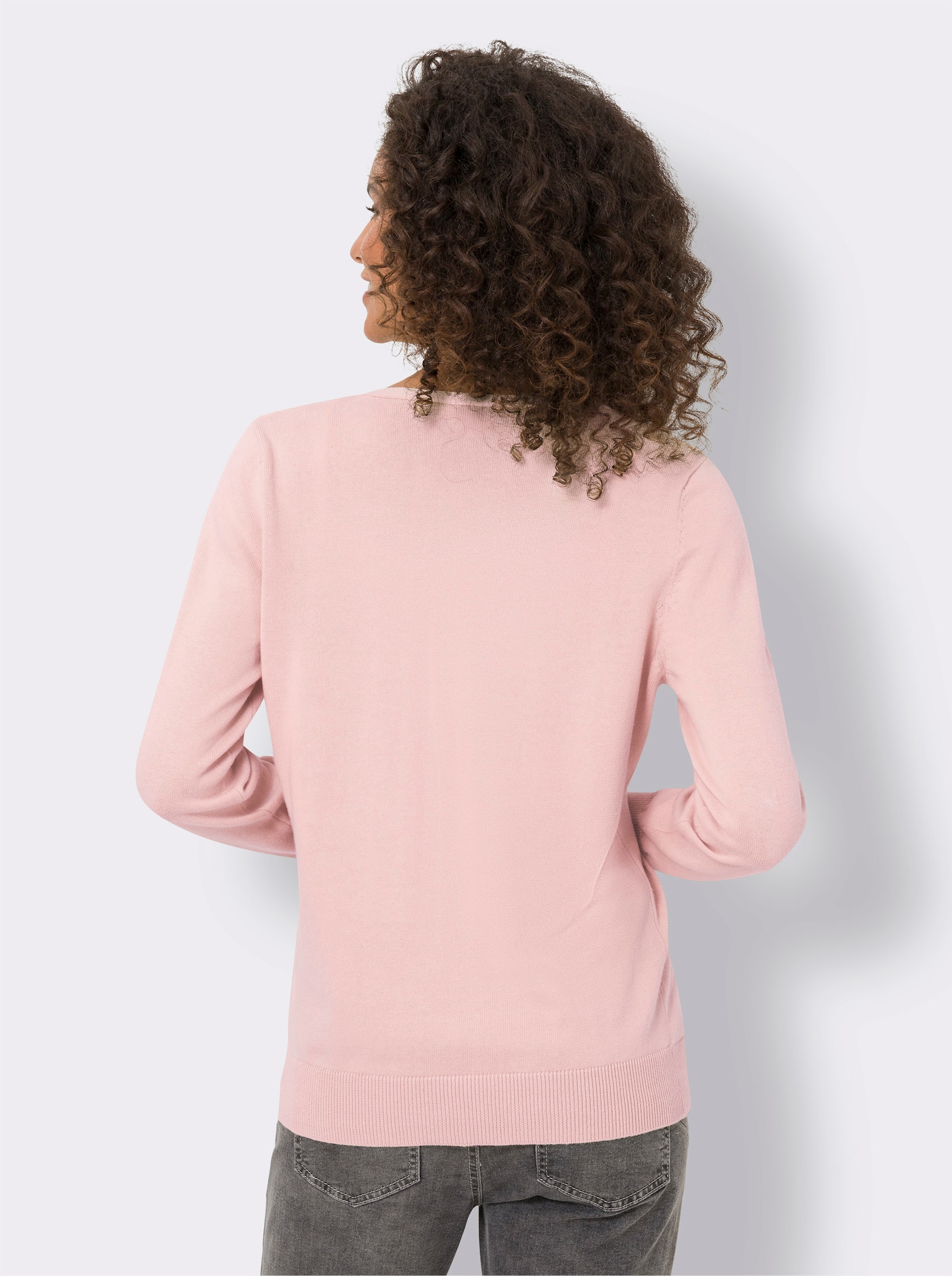 heine Finstickad kofta i cardiganmodell - ljusrosa