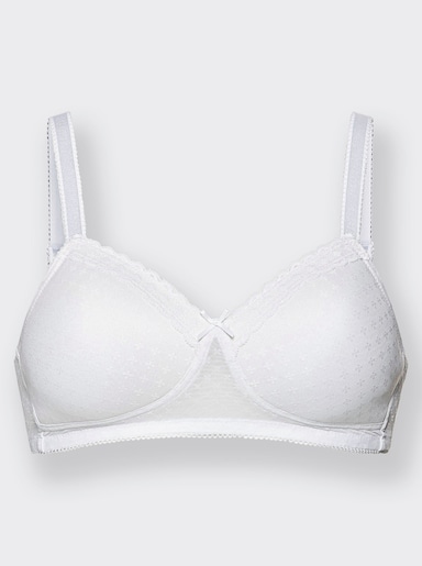 wäschepur Schalen-BH ohne Bügel mit Jacquard-Muster - weiß