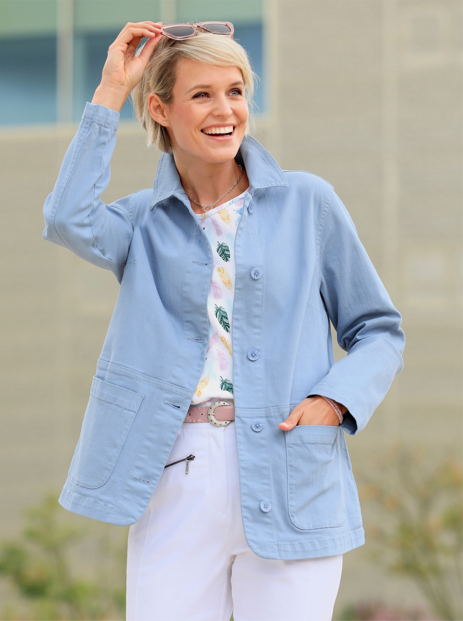 Jeansblazer mit aufgesetzten Taschen - bleu