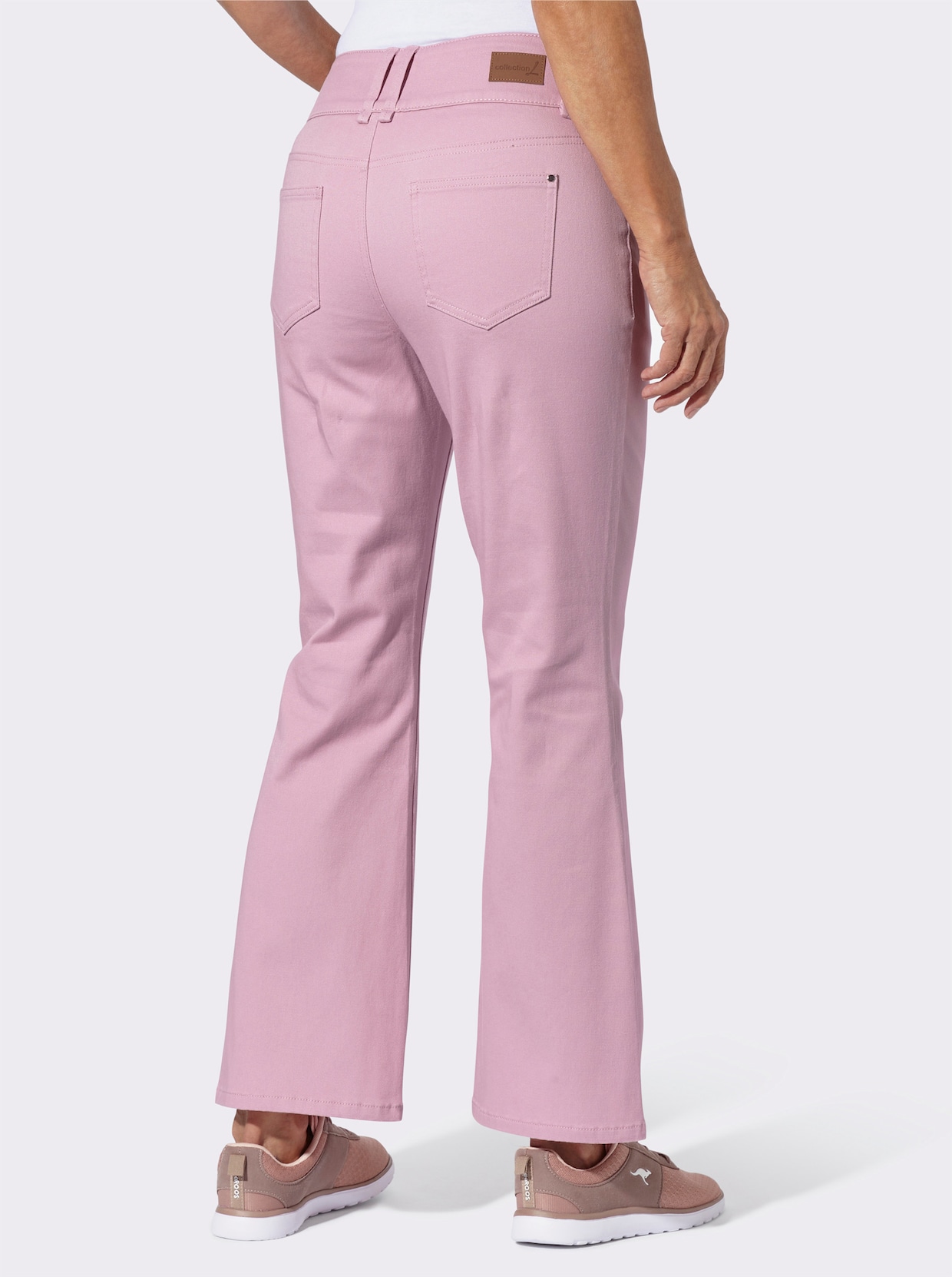 Bootcut-Jeans mit hoher Taille - rosé